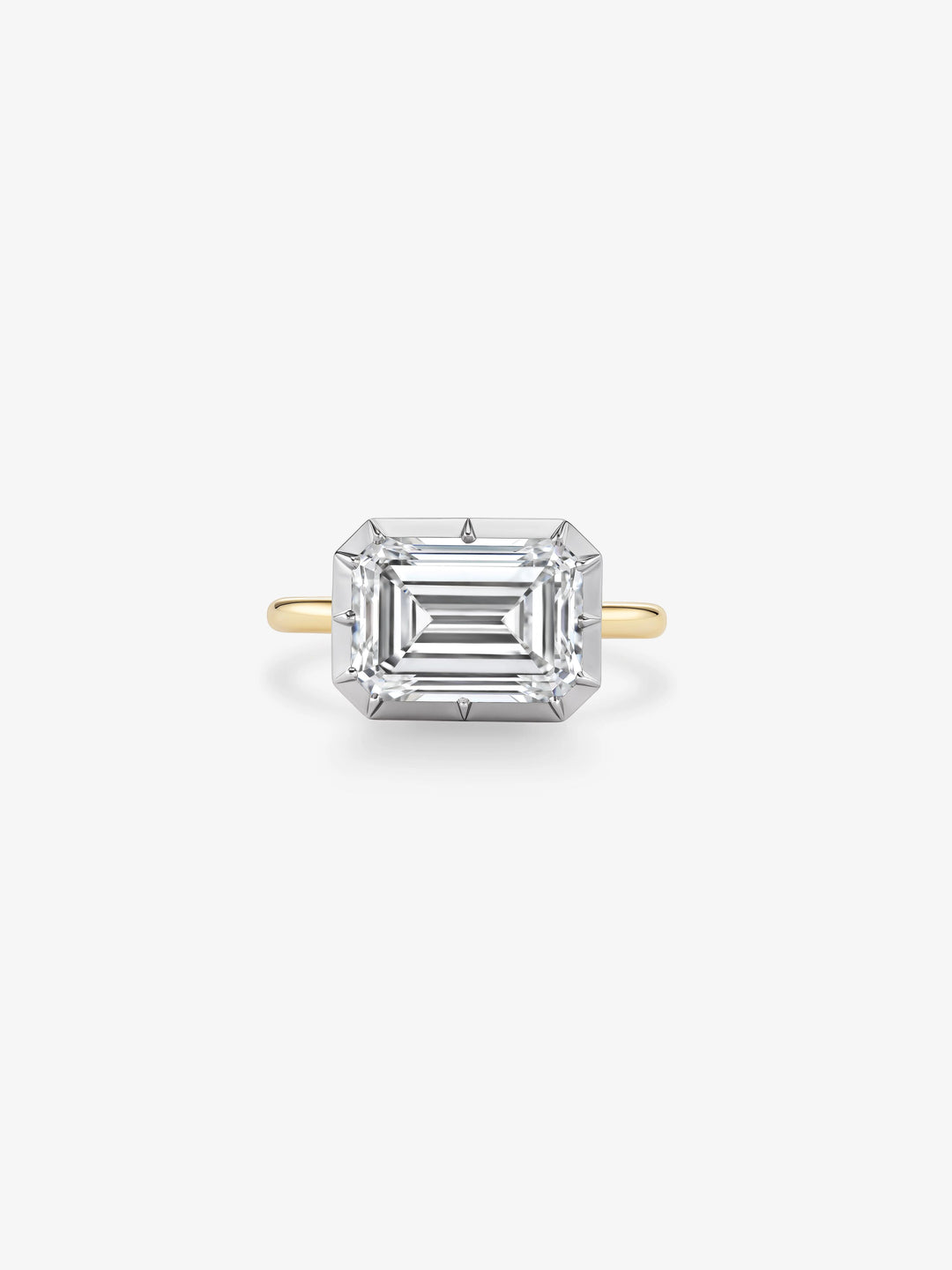 6.07ct East-West Emerald Cut Diamond Button Back Ring  View 1