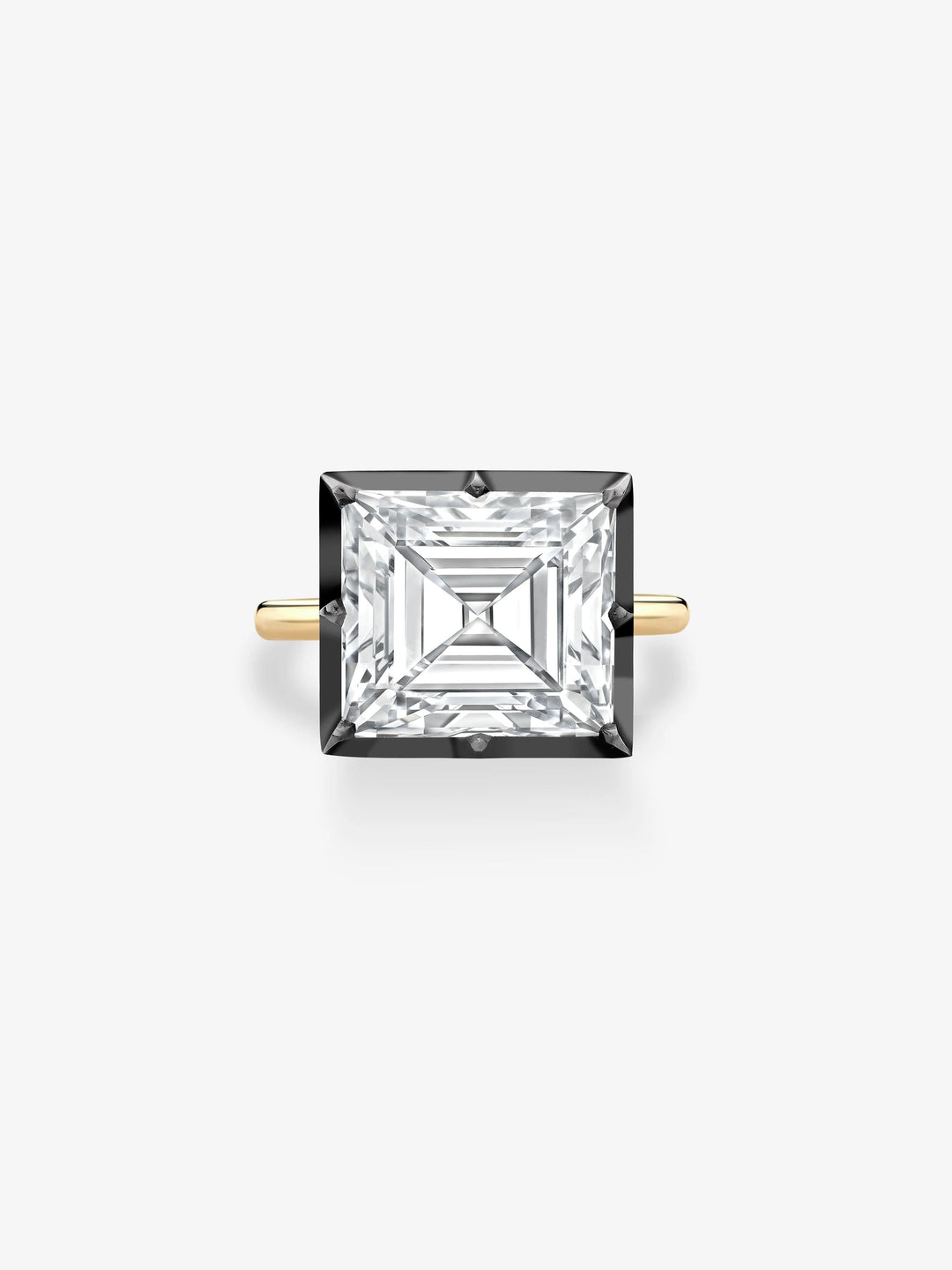 10.48ct East-West Emerald Cut Diamond Button Back Ring  View 1