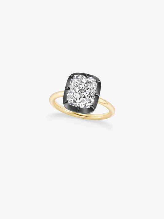 3.90ct Cushion Diamond Button Back Ring View 2