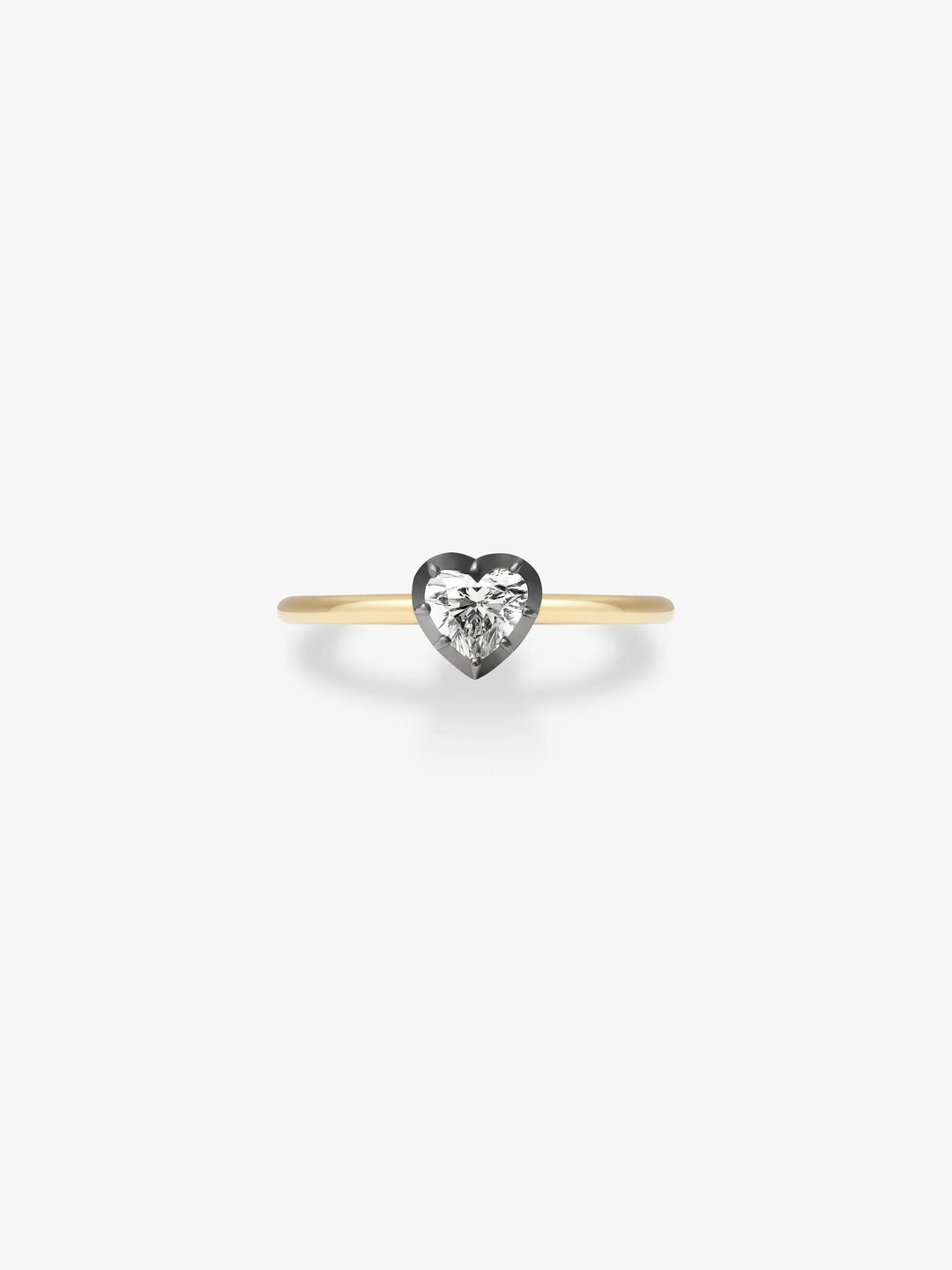 0.80ct Heart-Shaped Diamond & Blackened Gold Button Back Ring  View 1