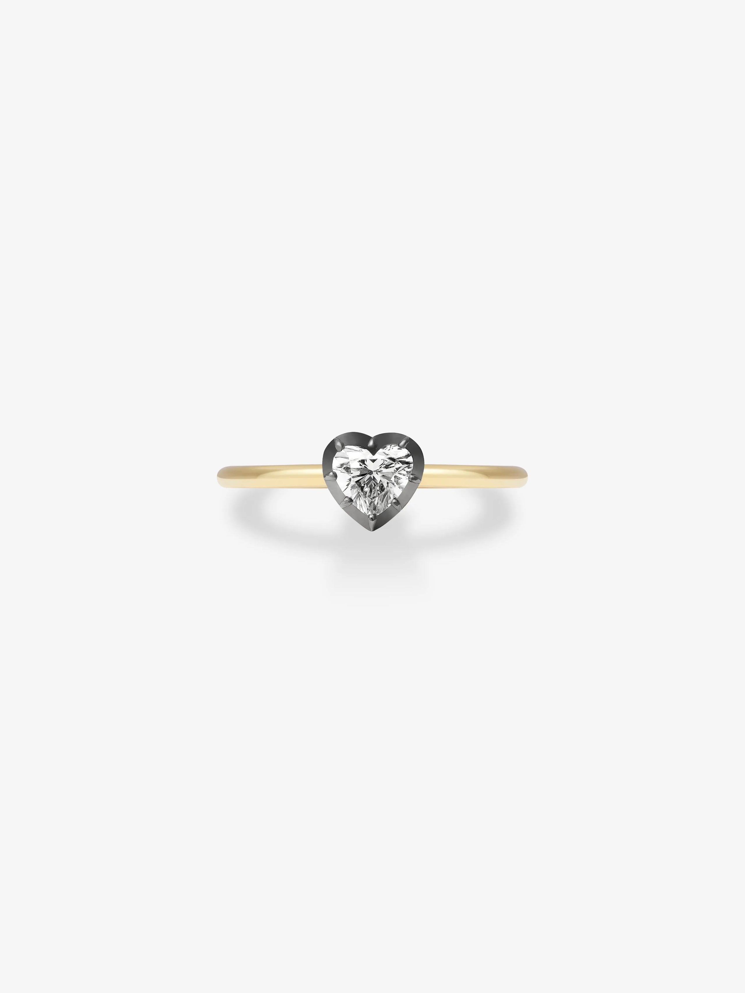 0.80ct Heart-Shaped Diamond & Blackened Gold Button Back Ring View 1