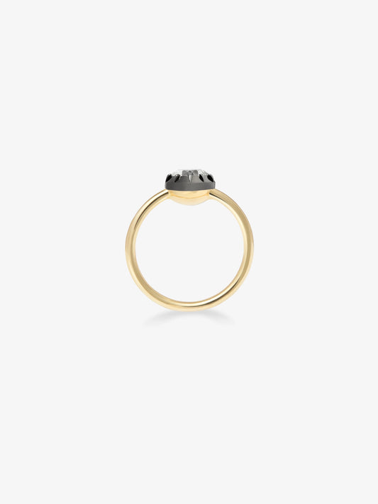 0.80ct Heart-Shaped Diamond & Blackened Gold Button Back Ring View 4