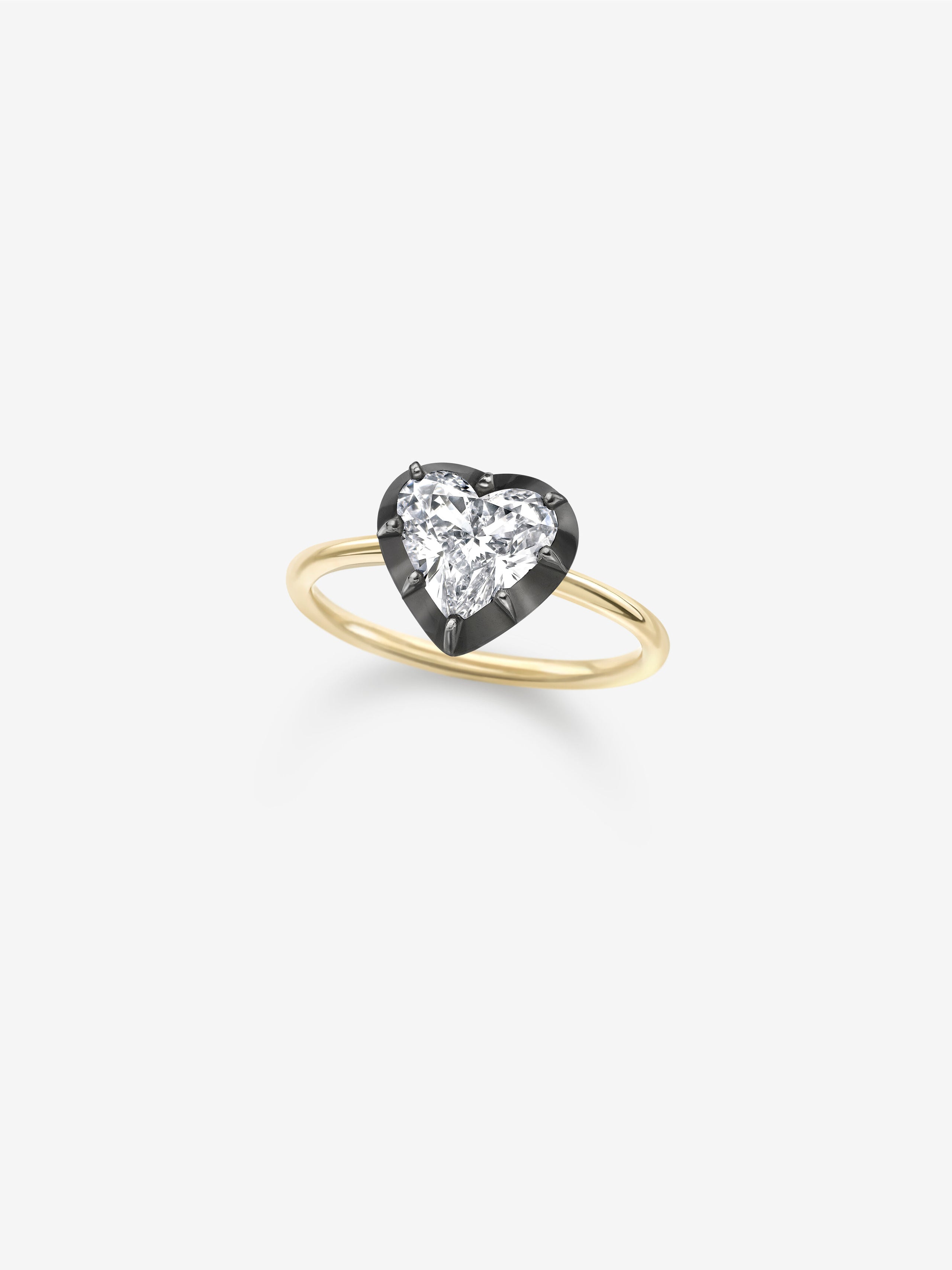 1.14ct Heart-Shaped Diamond & Blackened Gold Button Back Ring View 2