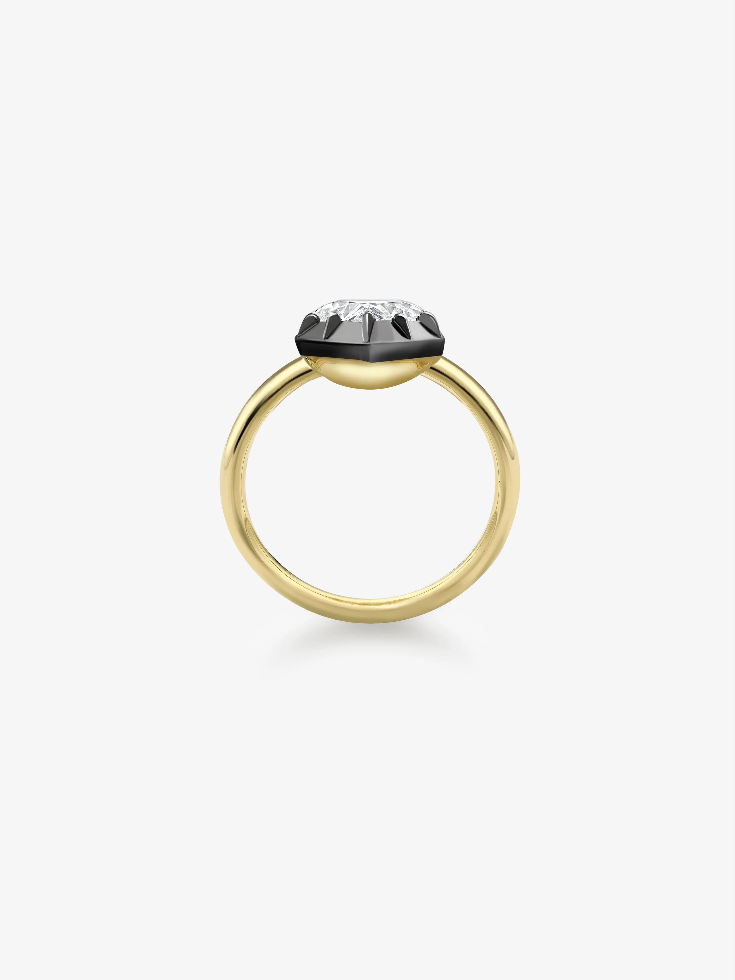 1.14ct Heart-Shaped Diamond & Blackened Gold Button Back Ring View 4
