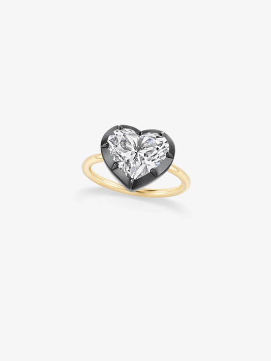 5.01ct Heart-Shaped Diamond Button Back Ring View 2