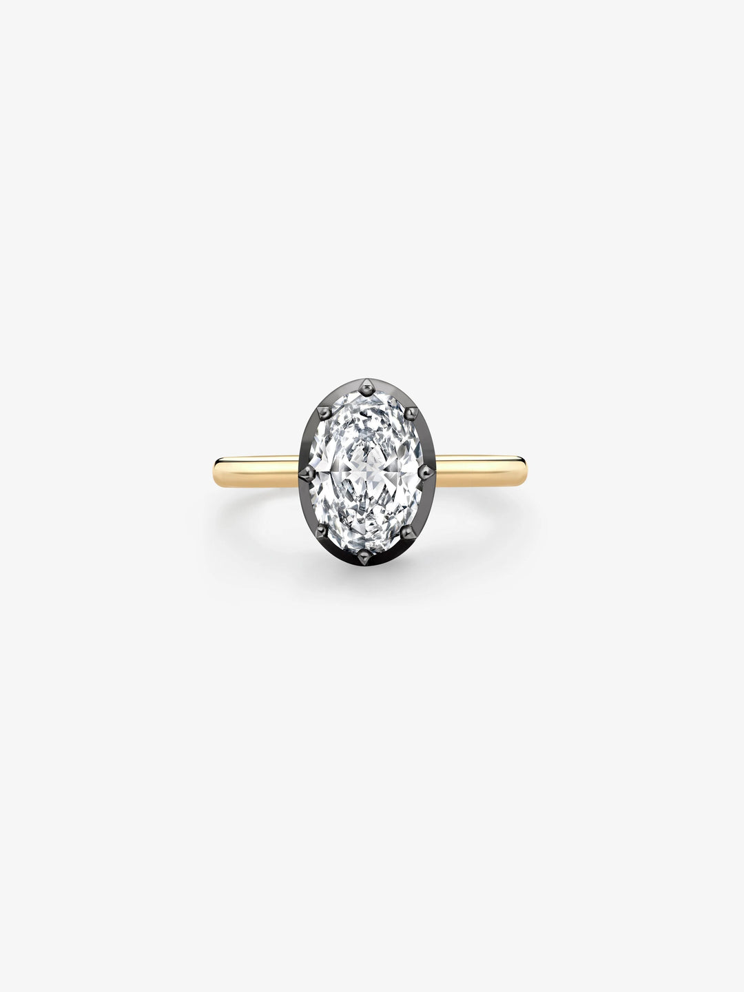 1.72ct Oval Diamond & Blackened Gold Button Back Ring  View 1