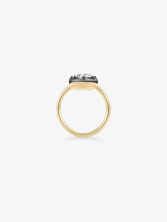 4.04ct Oval Diamond & Blackened Gold Button Back Ring View 3