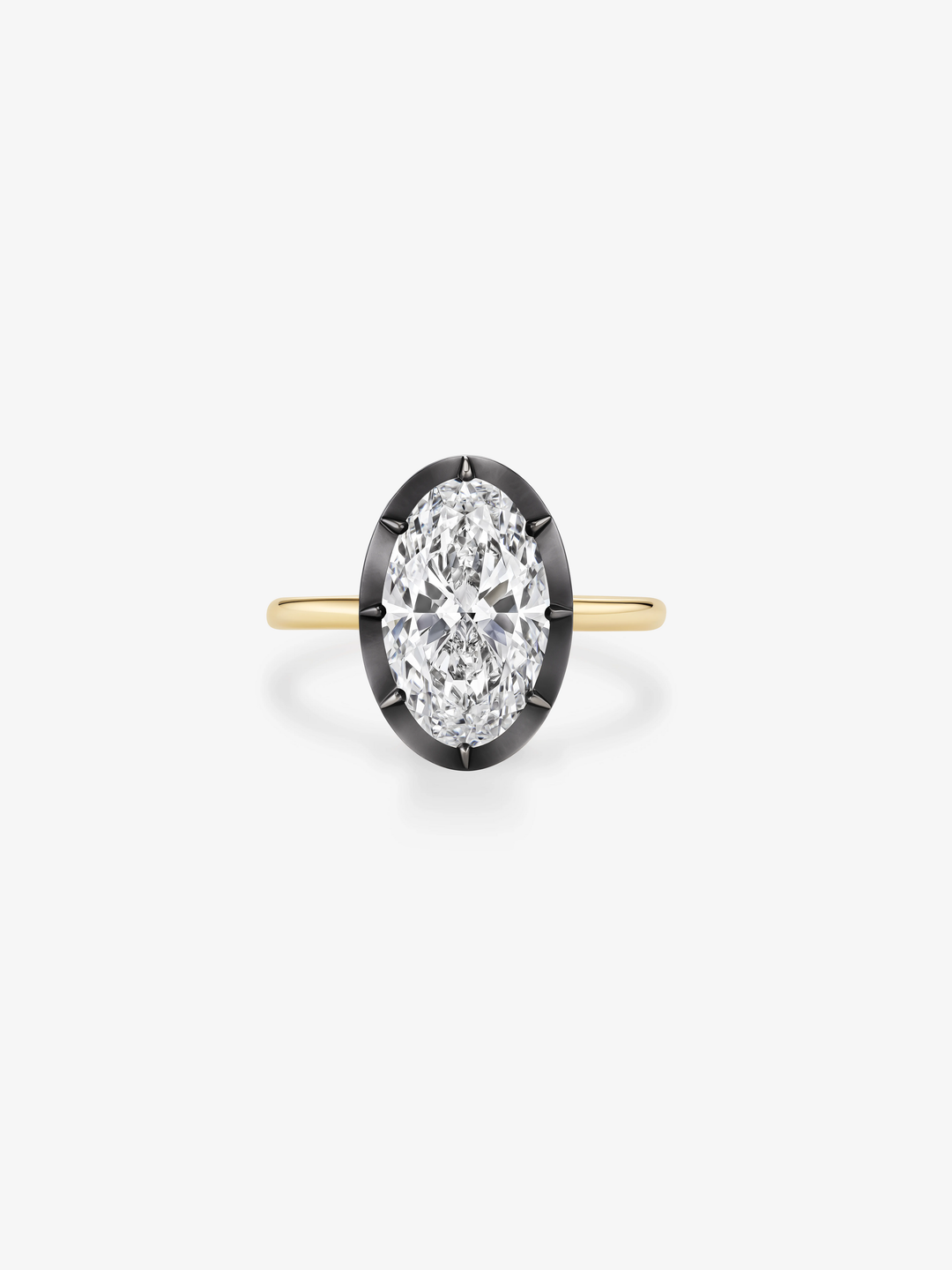 4.04ct Oval Diamond & Blackened Gold Button Back Ring  View 1