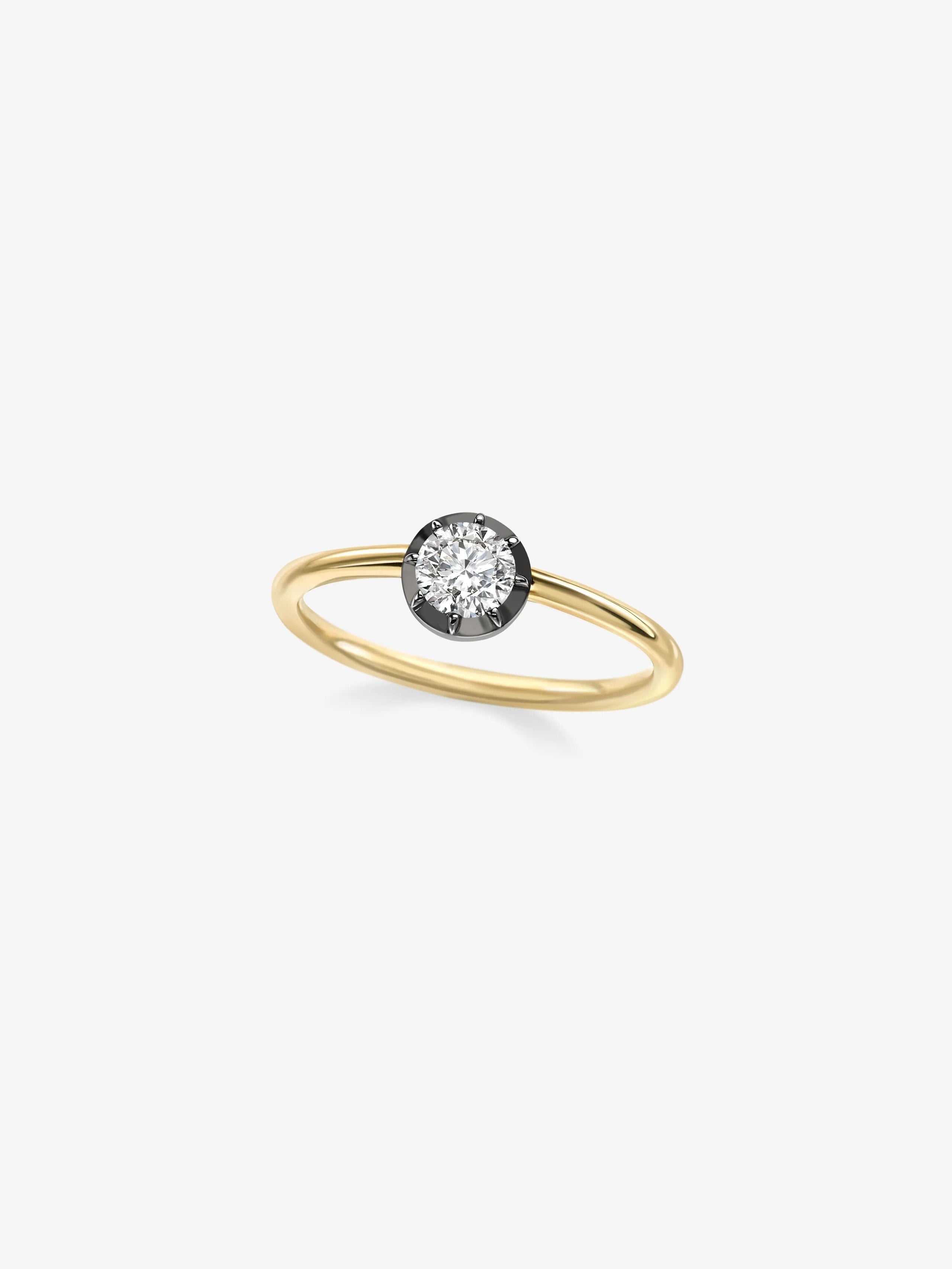 0.40ct Diamond & Blackened Gold Button Back Ring View 2