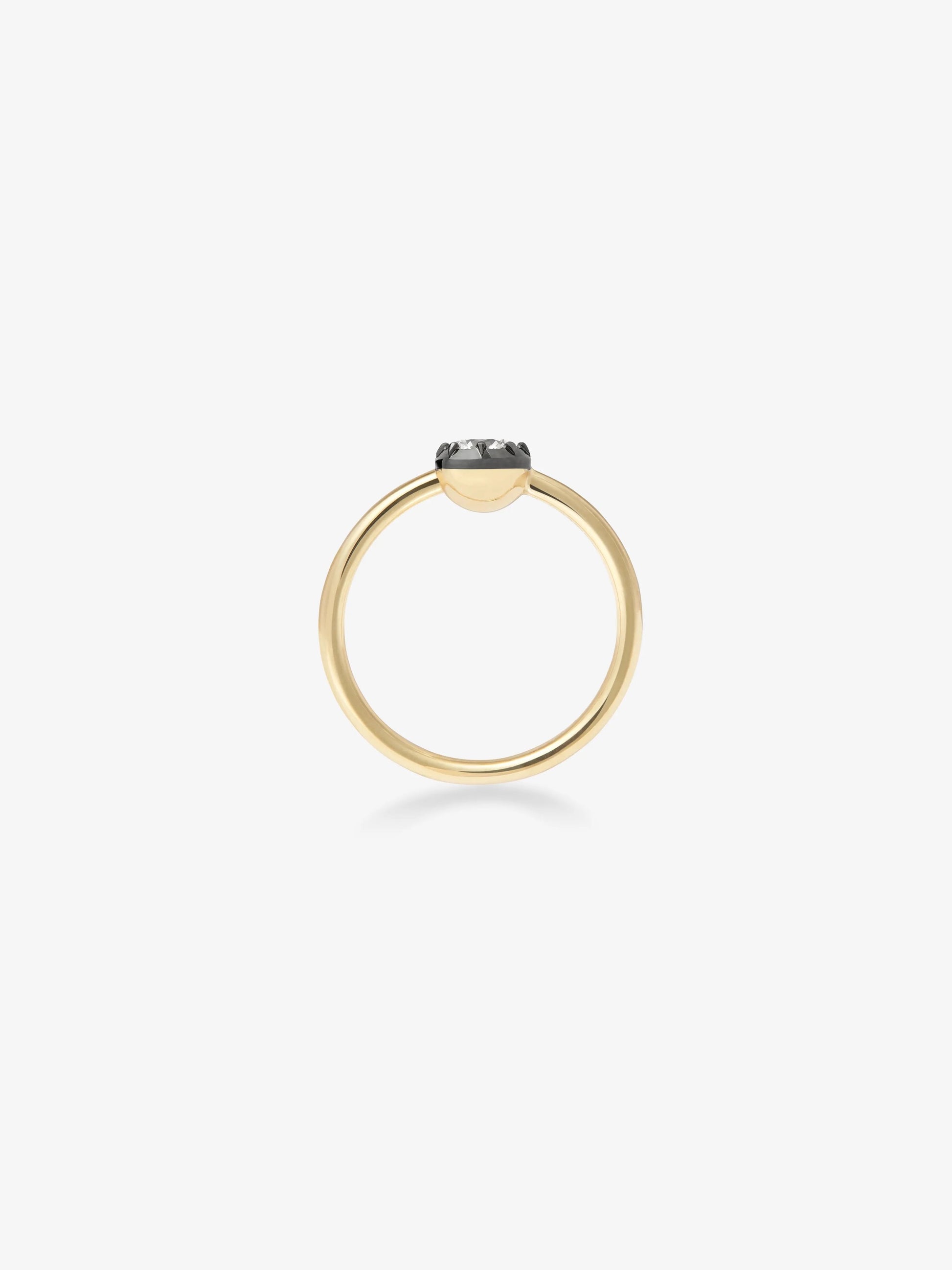 0.40ct Diamond & Blackened Gold Button Back Ring View 4
