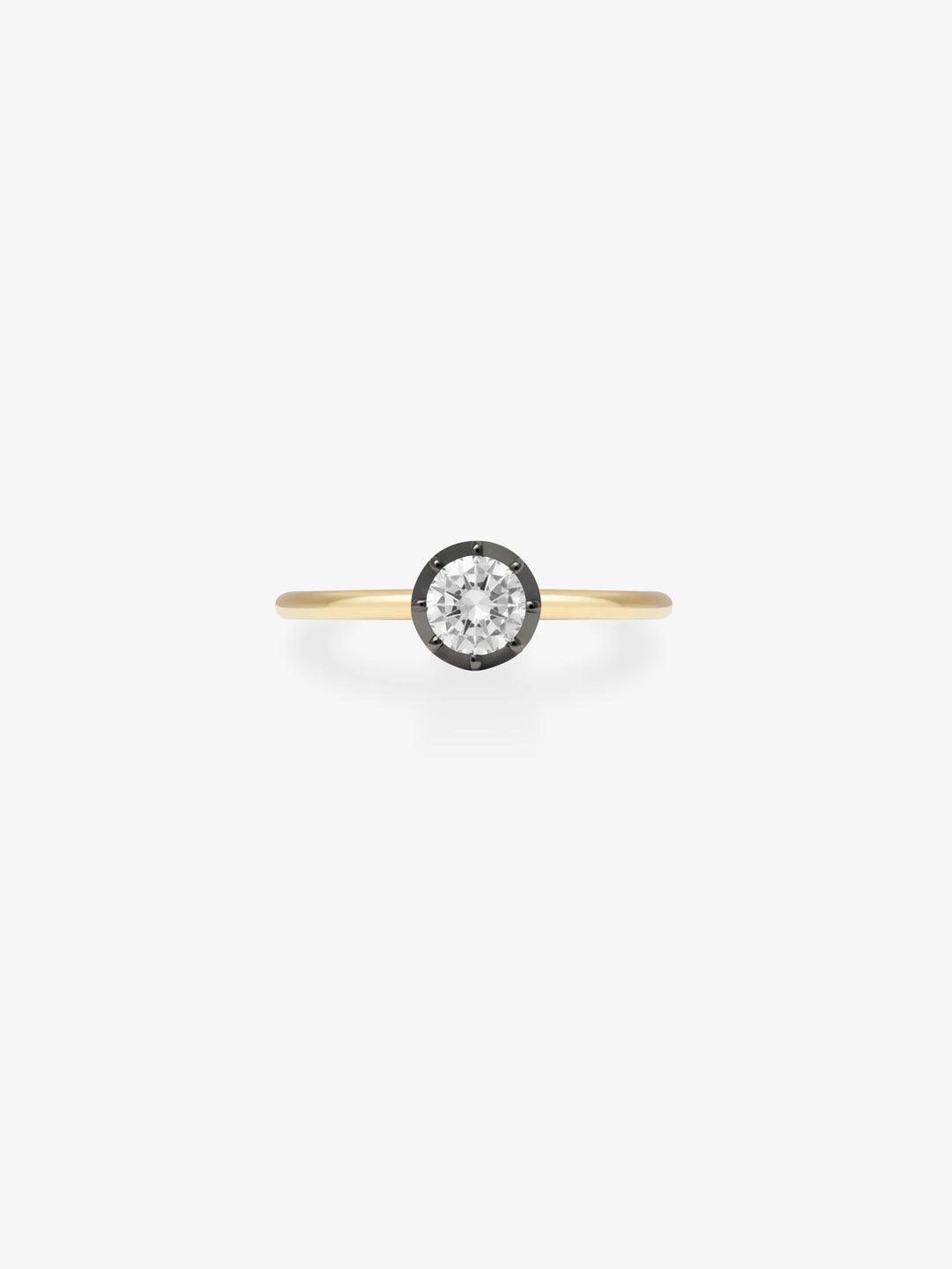 0.50ct Diamond & Blackened Gold Button Back Ring  View 1