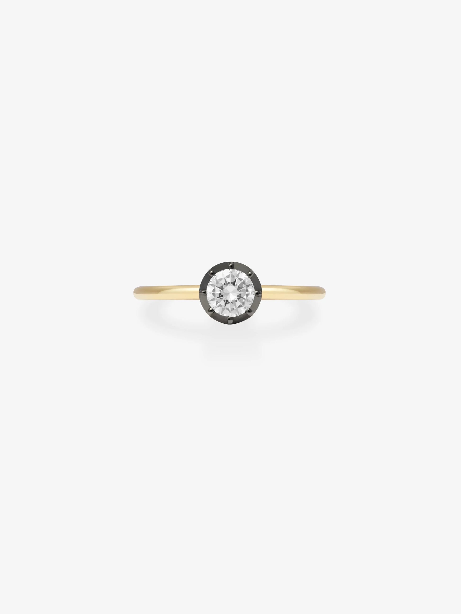 0.50ct Diamond & Blackened Gold Button Back Ring View 1