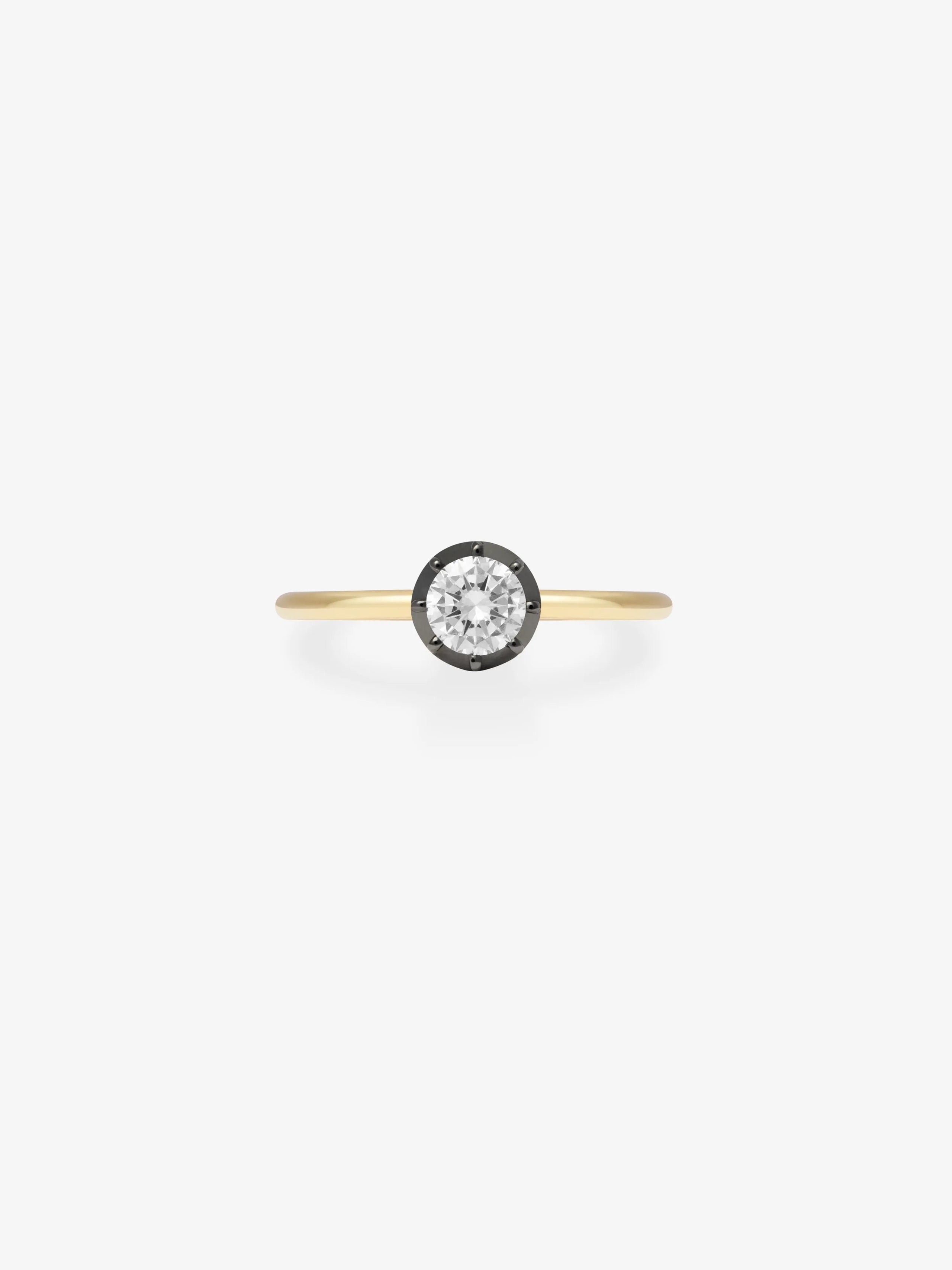 0.50ct Diamond & Blackened Gold Button Back Ring View 1