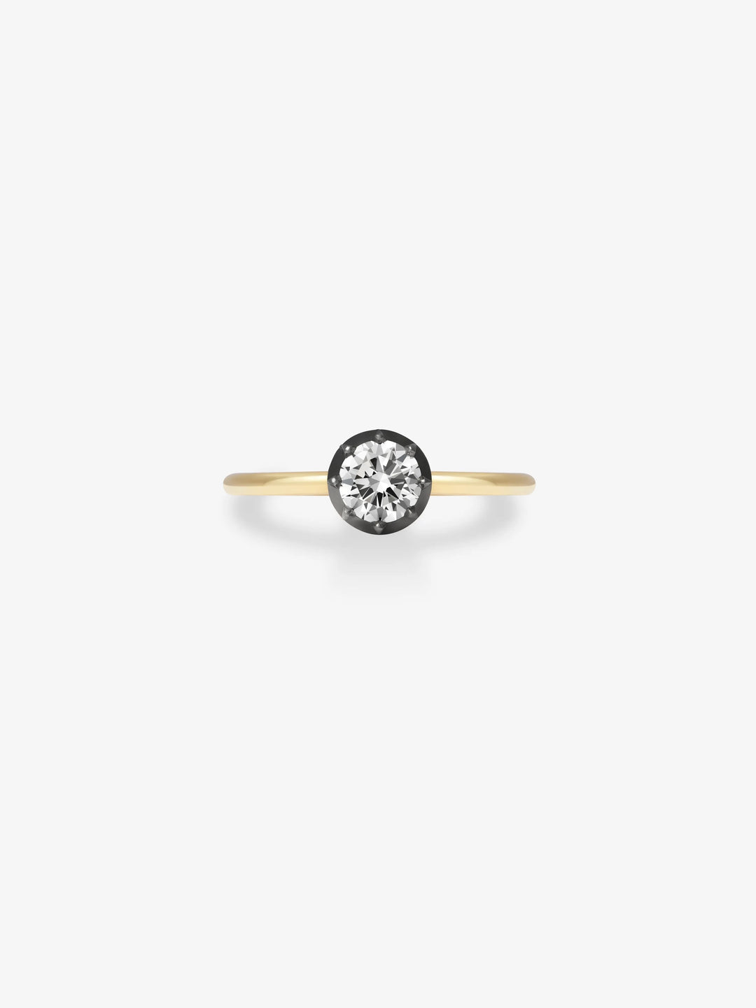 0.70ct Diamond & Blackened Gold Button Back Ring  View 1