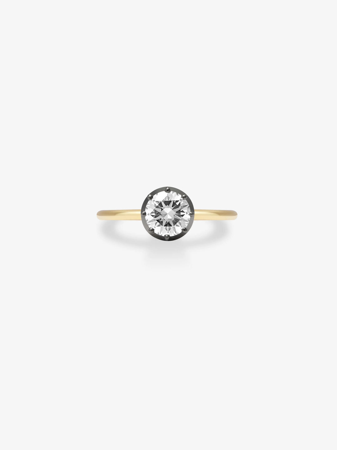 1ct Diamond & Blackened Gold Button Back Ring  View 1