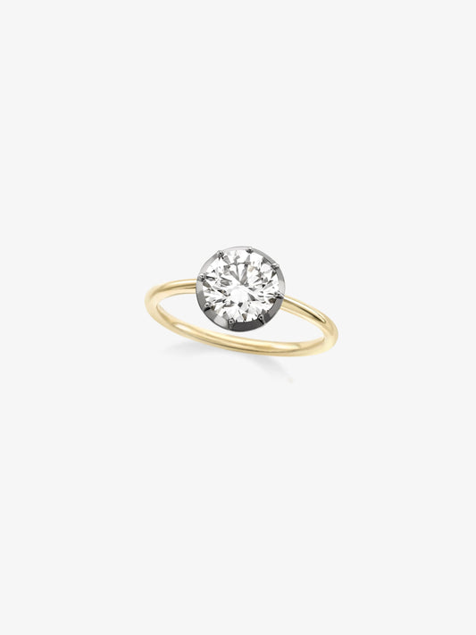 1.50ct Diamond & Blackened Gold Button Back Ring View 2