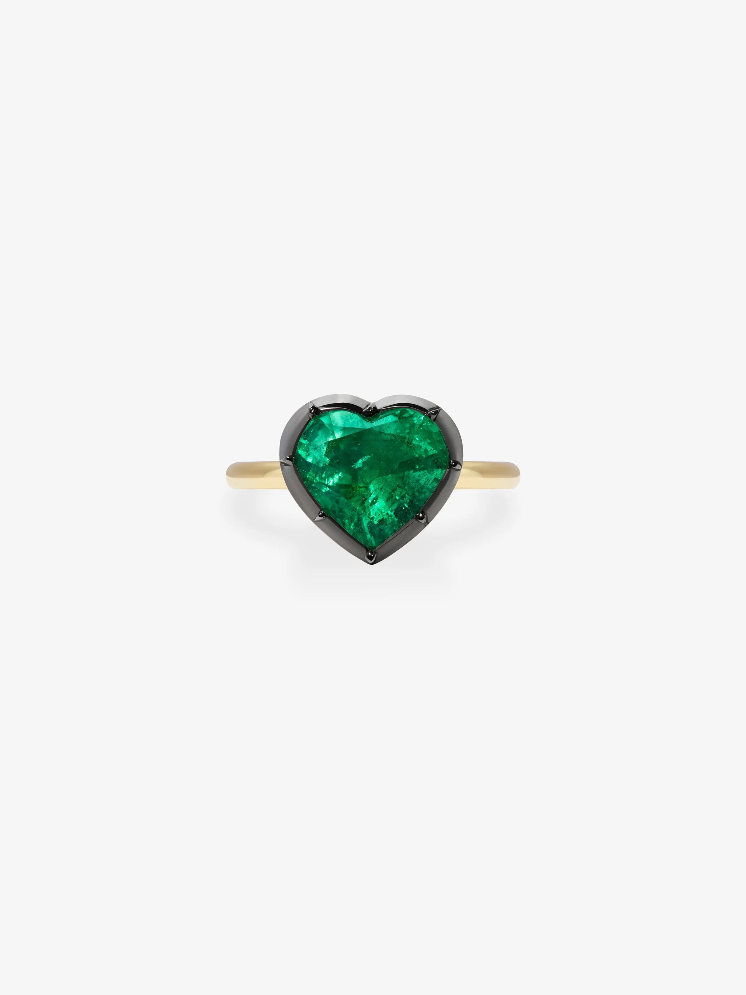 3.85ct Heart-Shaped Emerald Button Back Ring View 1