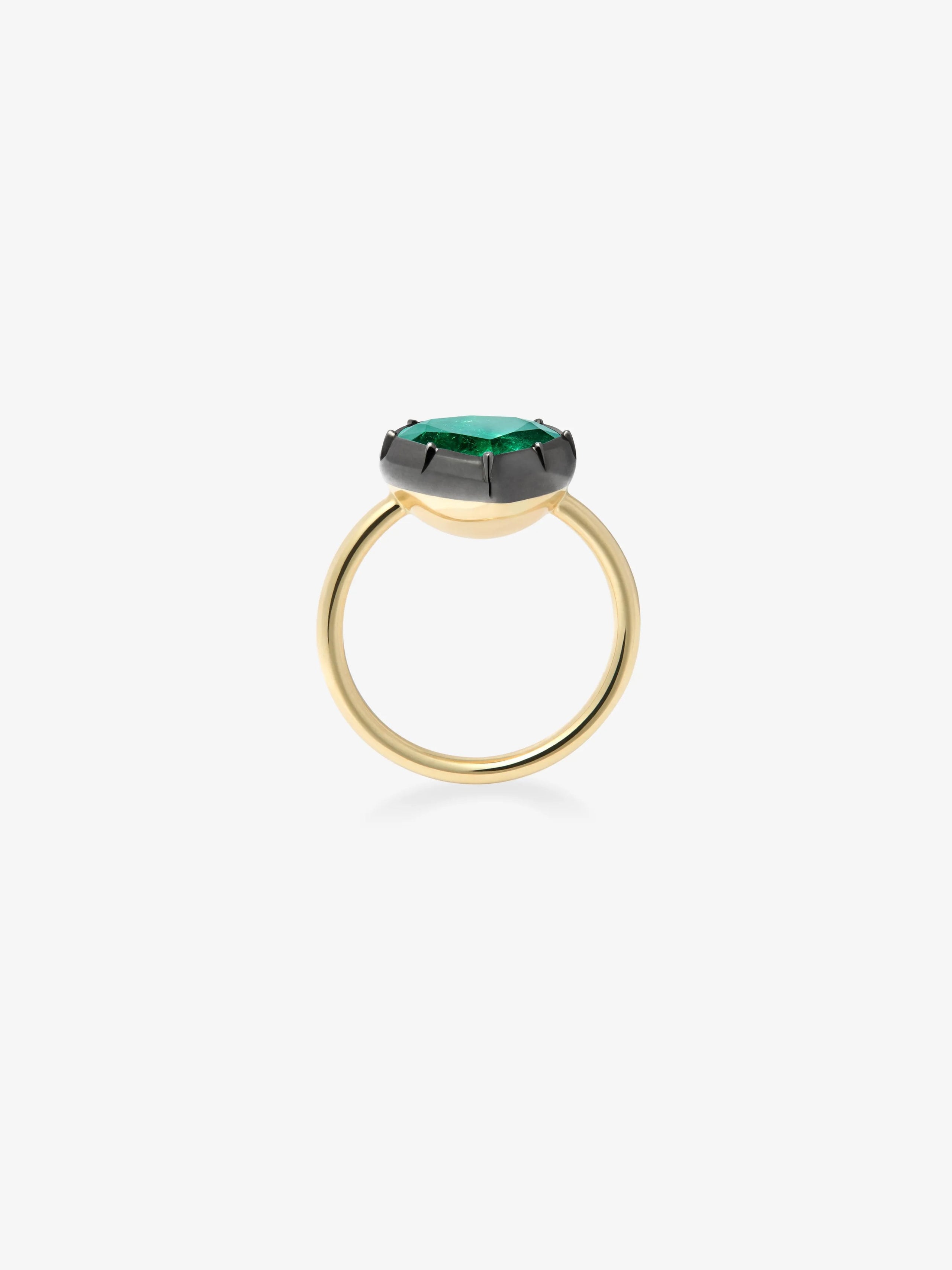 3.85ct Heart-Shaped Emerald Button Back Ring View 4