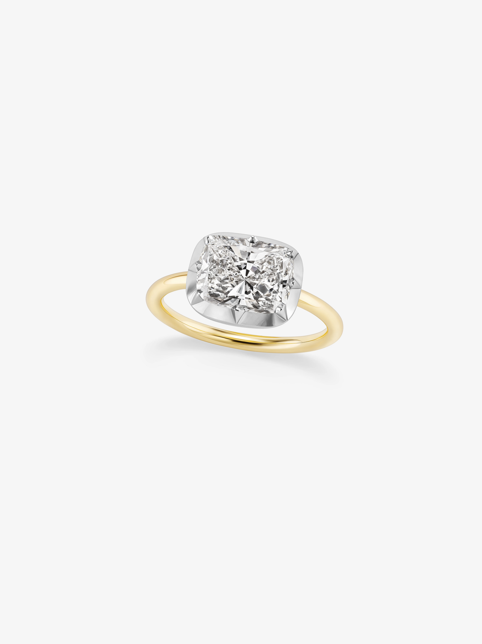 3.01ct East-West Cushion Diamond Button Back Ring View 2