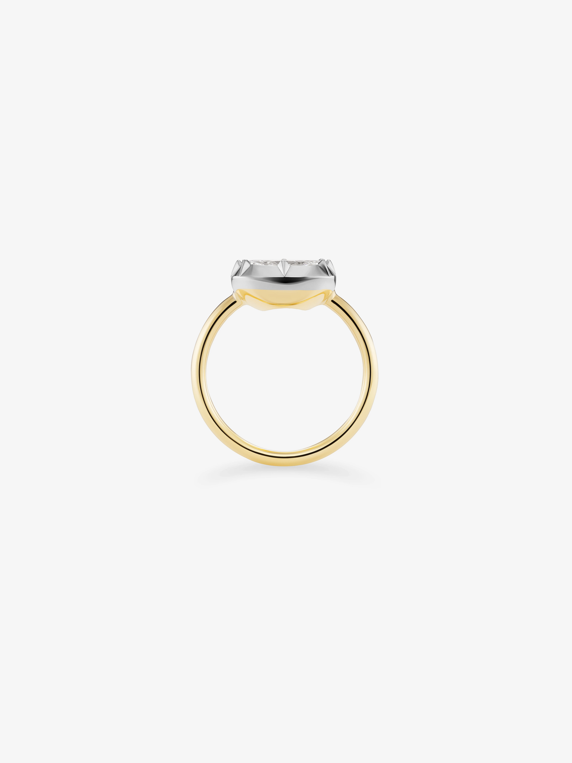 3.01ct East-West Cushion Diamond Button Back Ring View 4