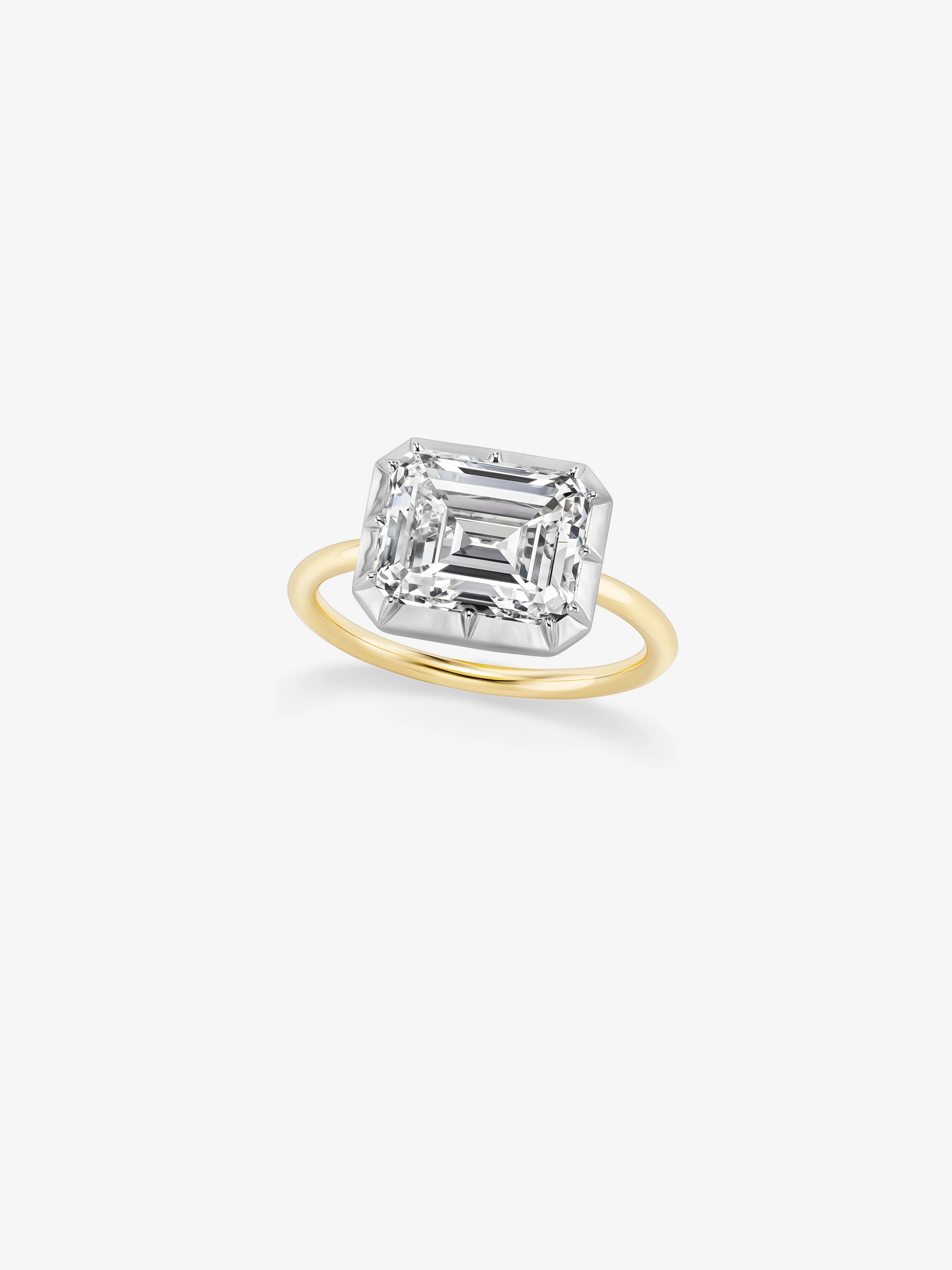 4.87ct East-West Emerald Cut Diamond Button Back Ring View 2