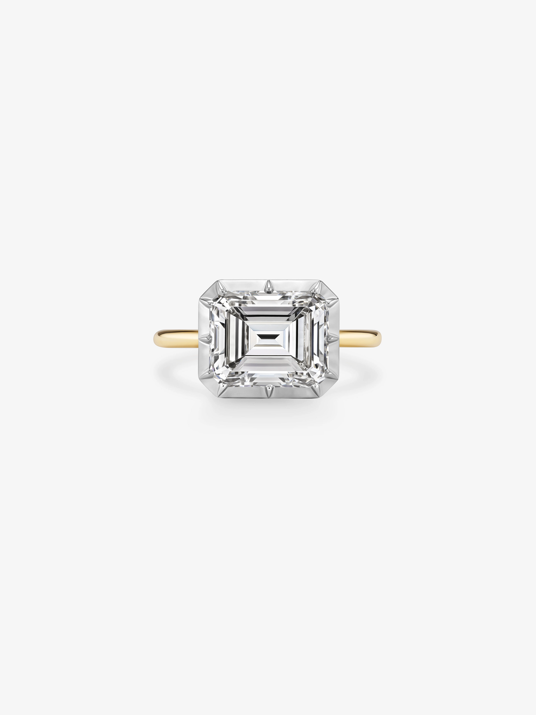 4.87ct East-West Emerald Cut Diamond Button Back Ring  View 1