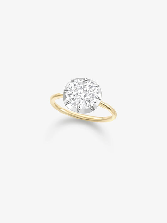3.01ct East-West Old Mine Diamond Button Back Ring View 2