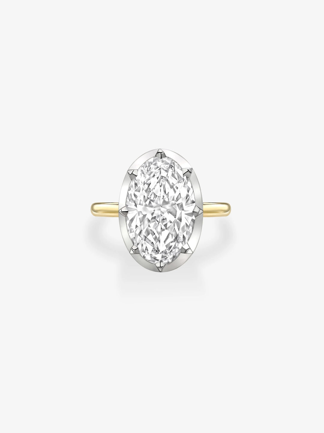 6.54ct Oval Diamond & White Gold Button Back Ring  View 1