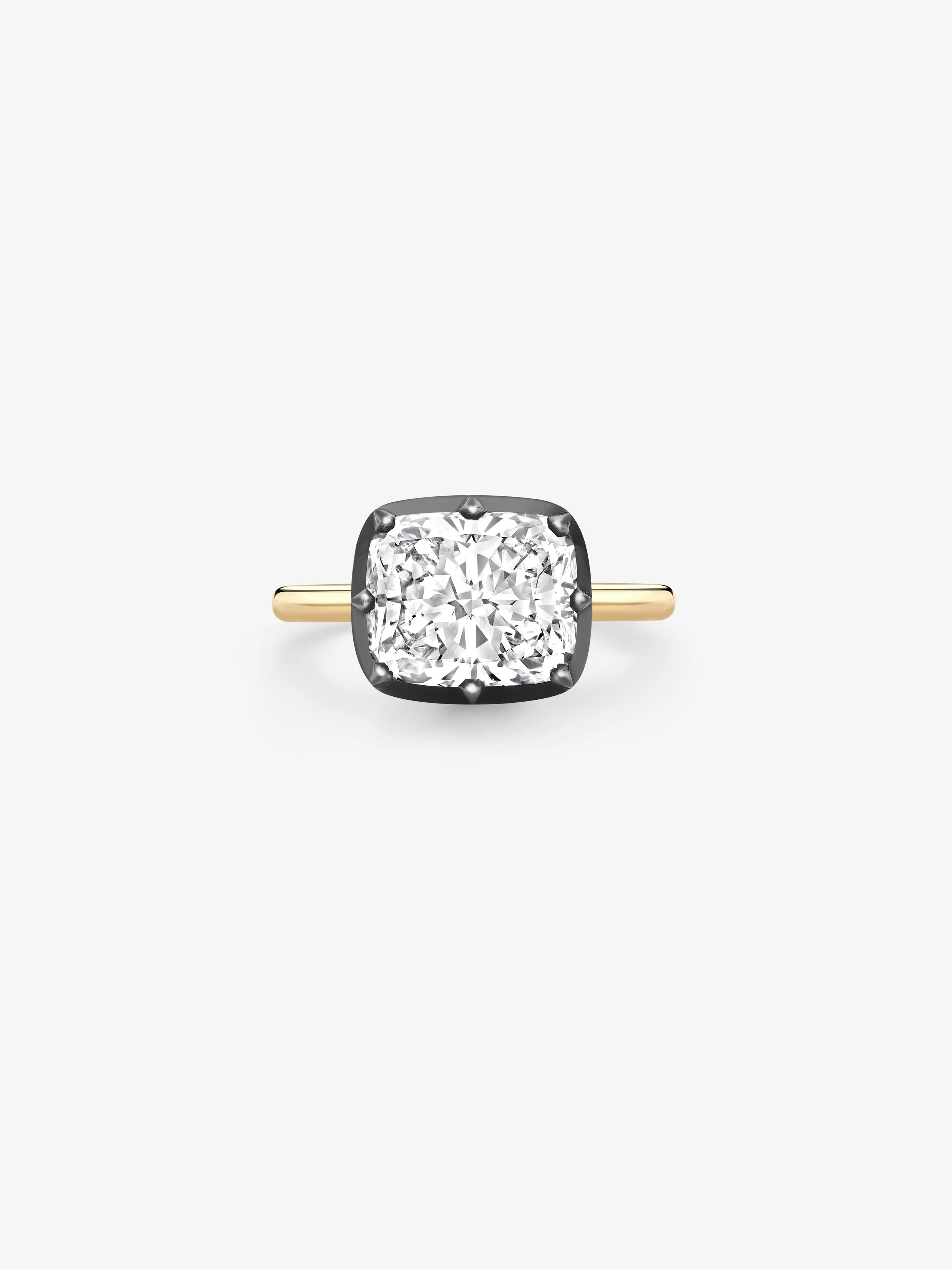 4.58ct East-West Cushion Diamond Button Back Ring View 1