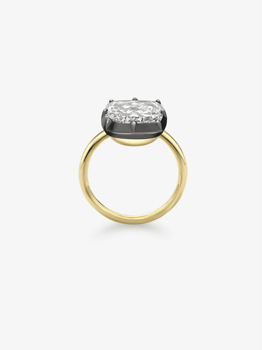 4.58ct East-West Cushion Diamond Button Back Ring View 3