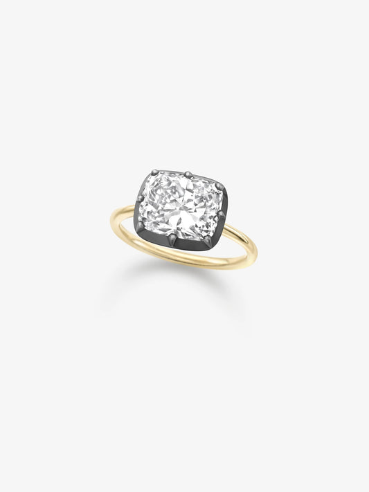 4.58ct East-West Cushion Diamond Button Back Ring View 2