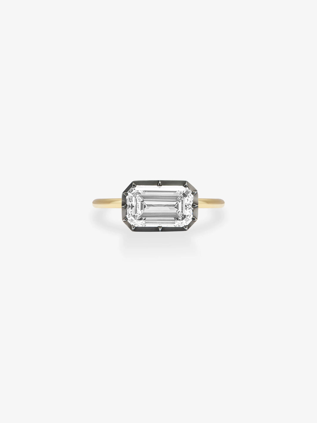 2.50ct East-West Emerald Cut Diamond Button Back Ring  View 1