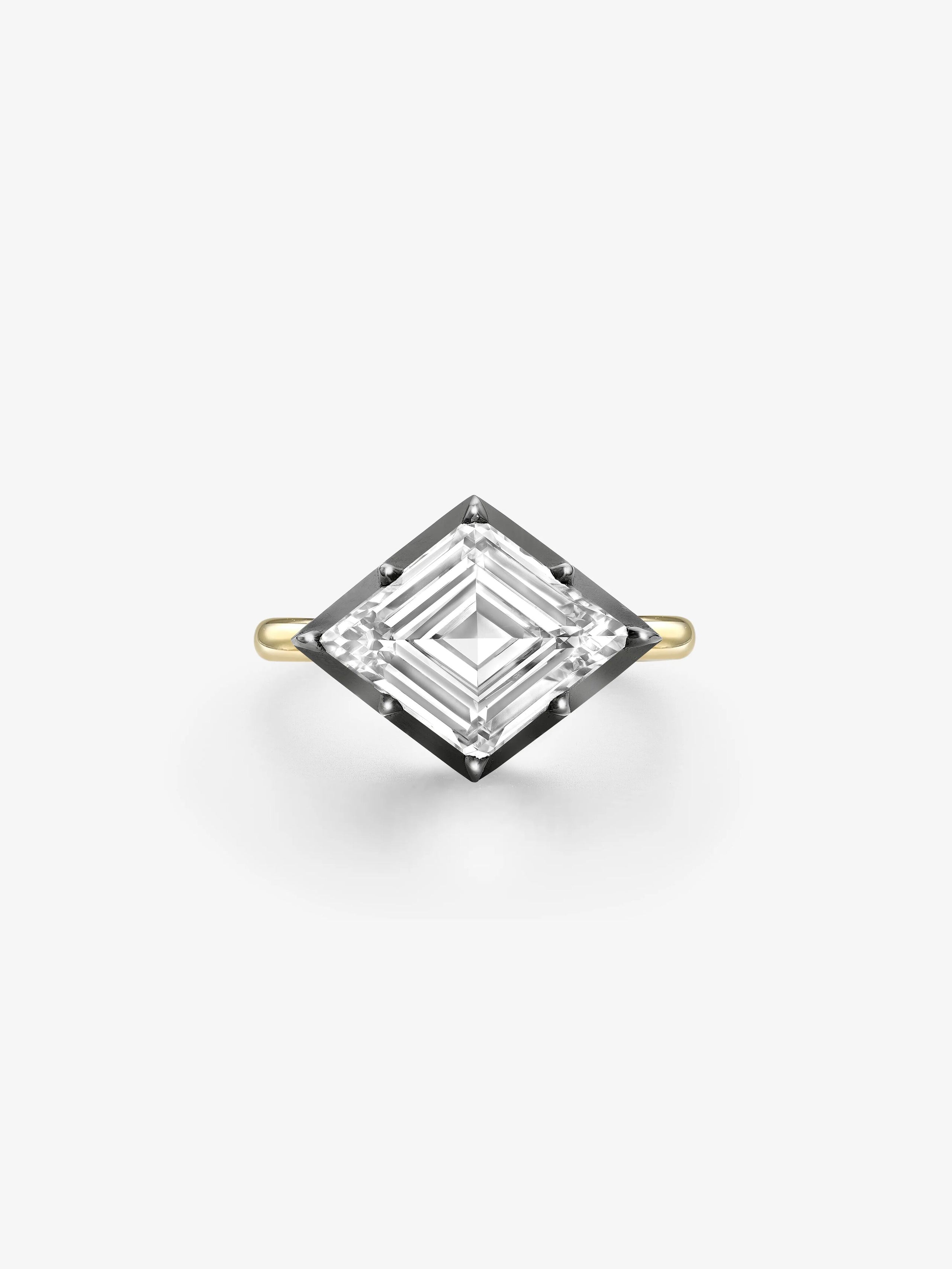 3.02ct East-West Lozenge Diamond Button Back Ring View 1