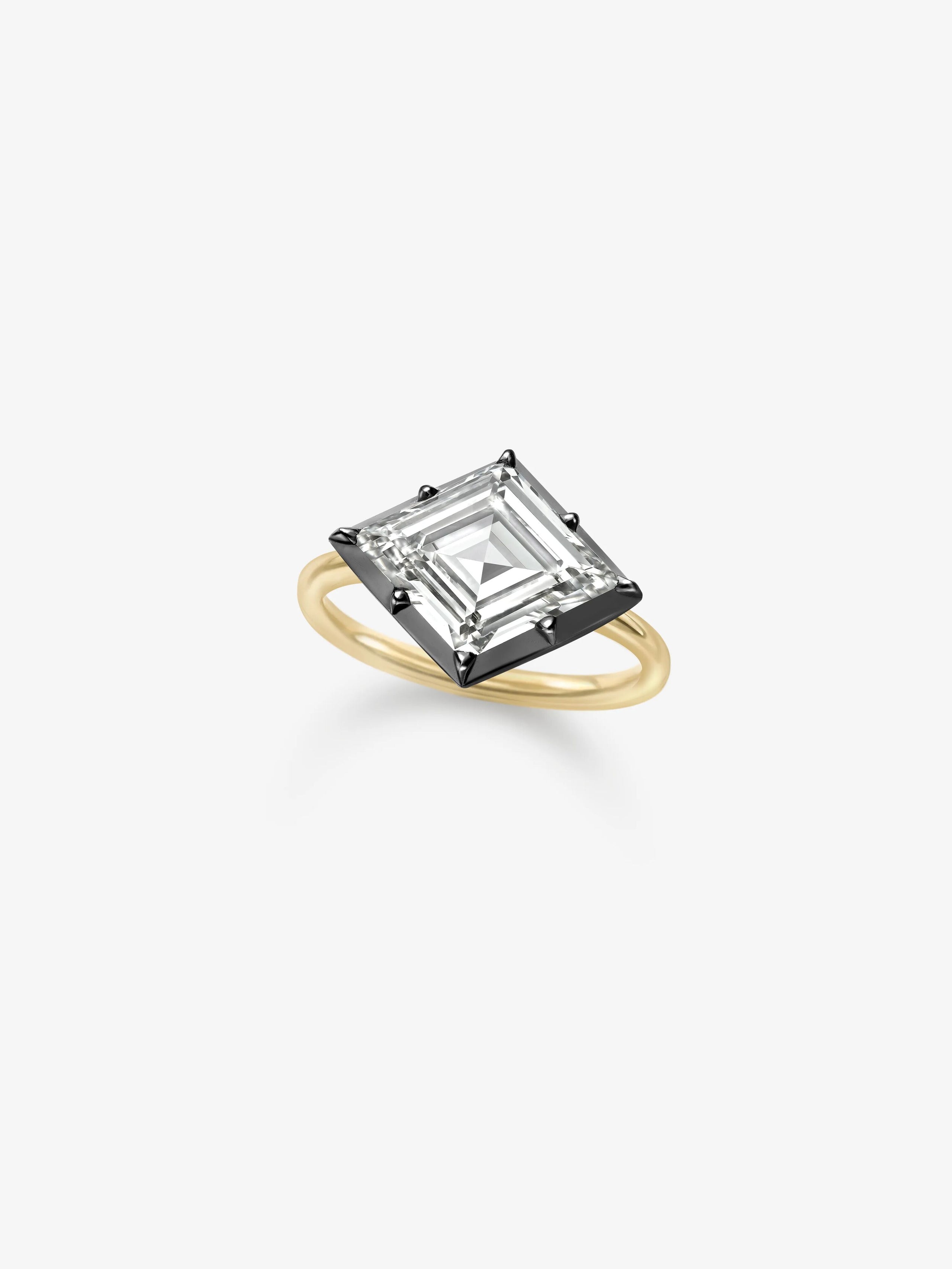 3.02ct East-West Lozenge Diamond Button Back Ring View 2