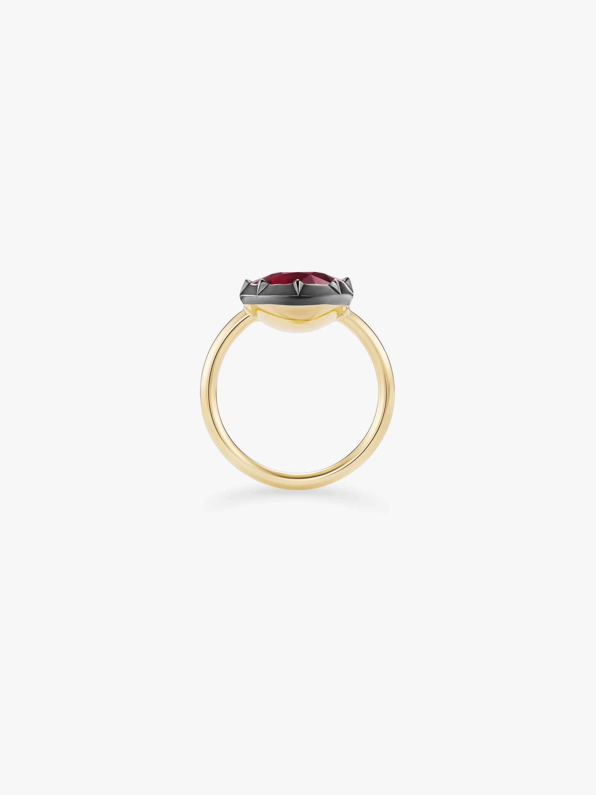 4.06ct East-West Cushion Ruby Button Back Ring View 4