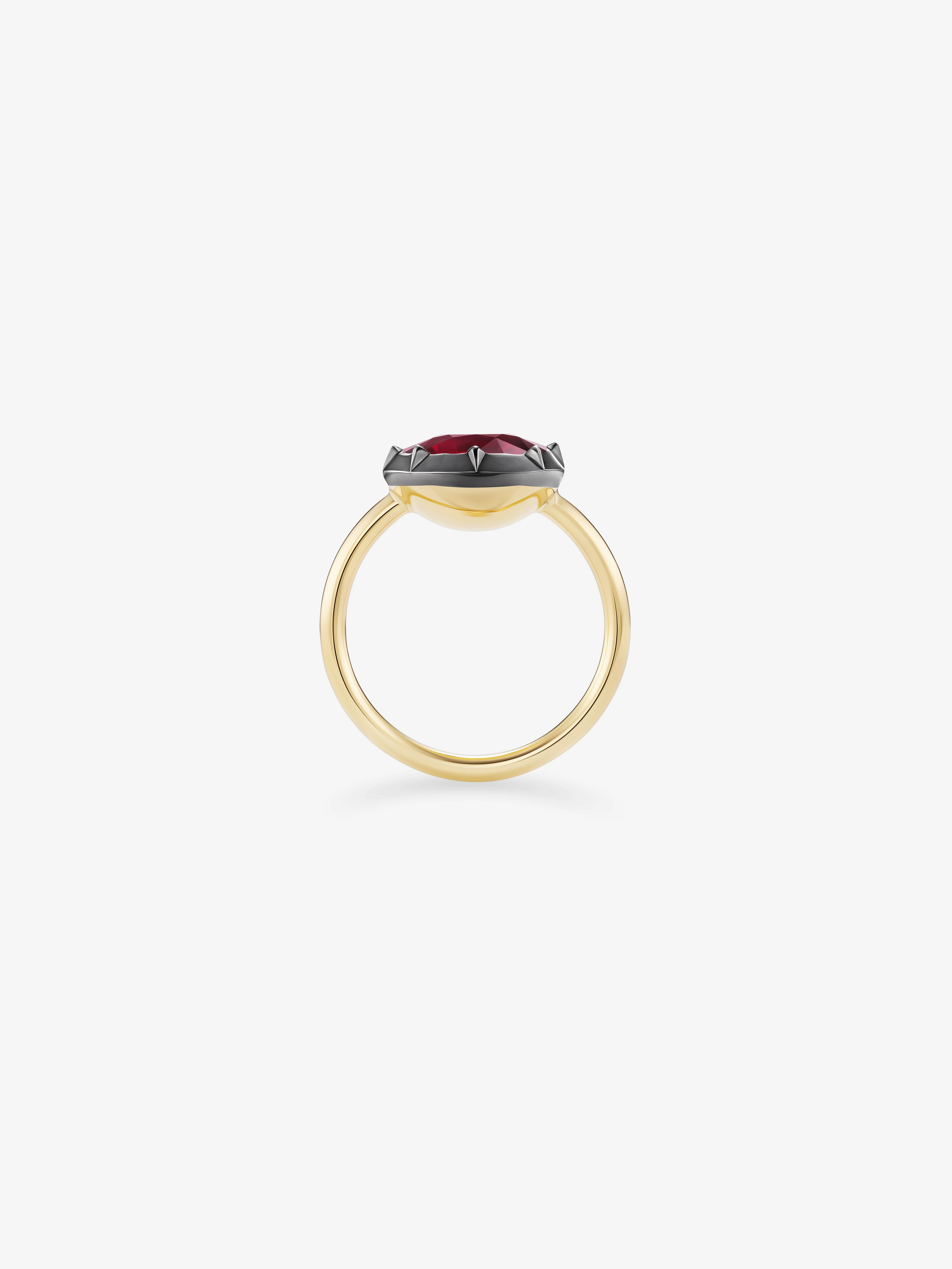 4.06ct East-West Cushion Ruby Button Back Ring View 4