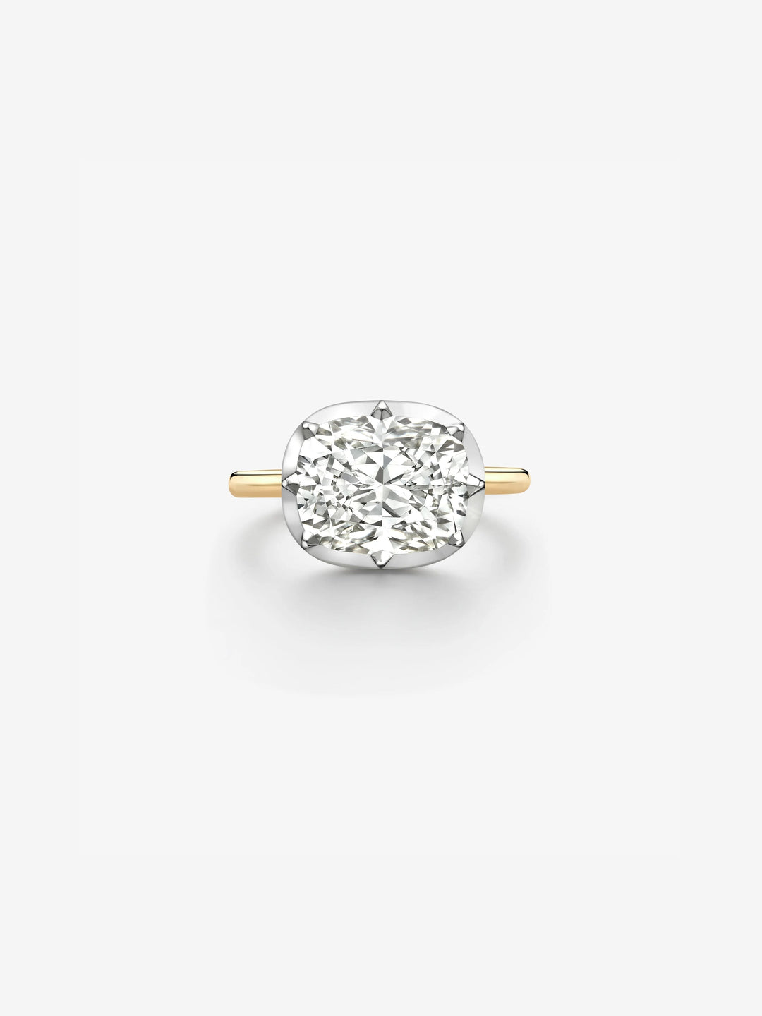5.02ct East-West Cushion Diamond Button Back Ring  View 1