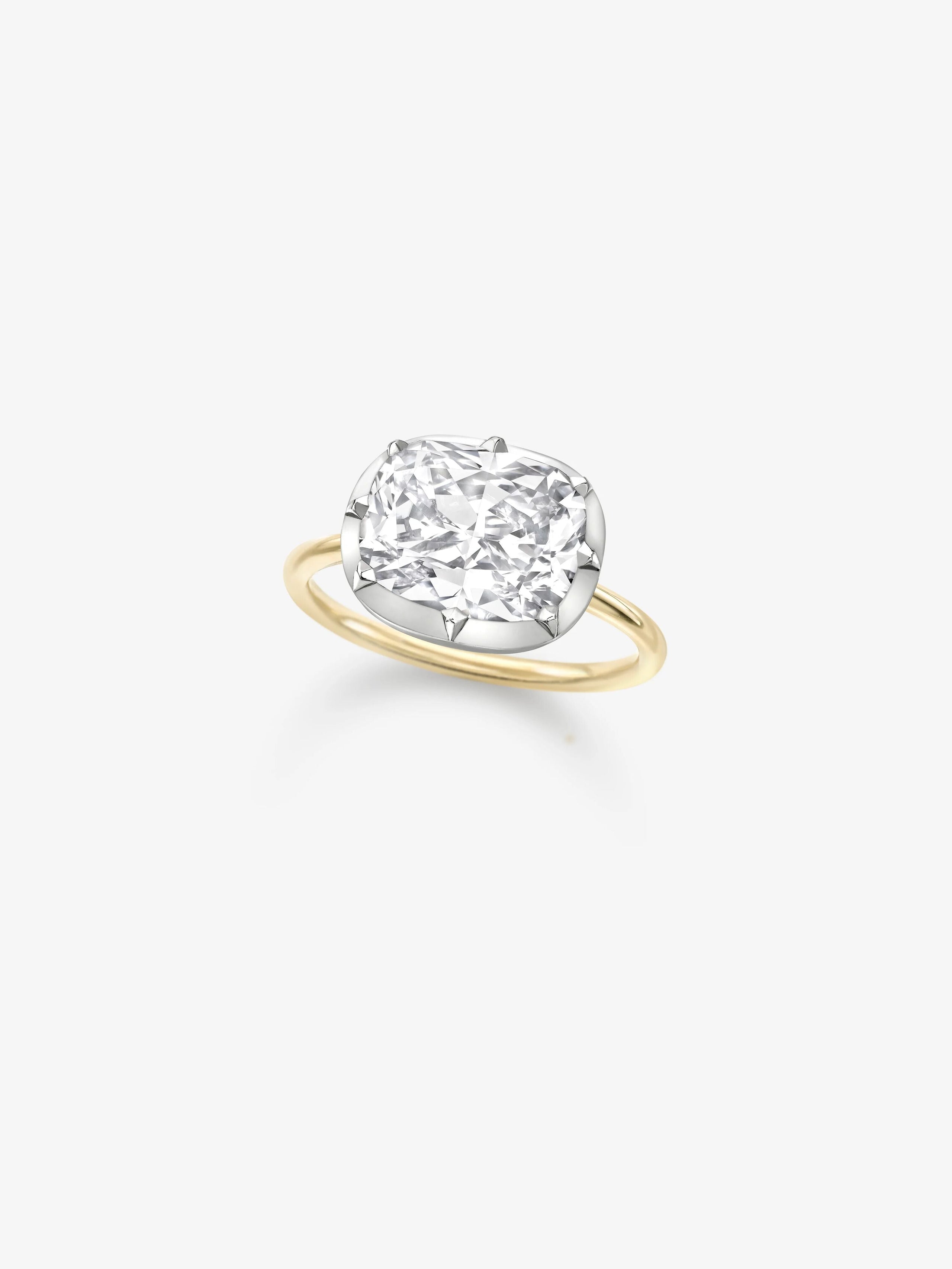 5.02ct East-West Cushion Diamond Button Back Ring View 2