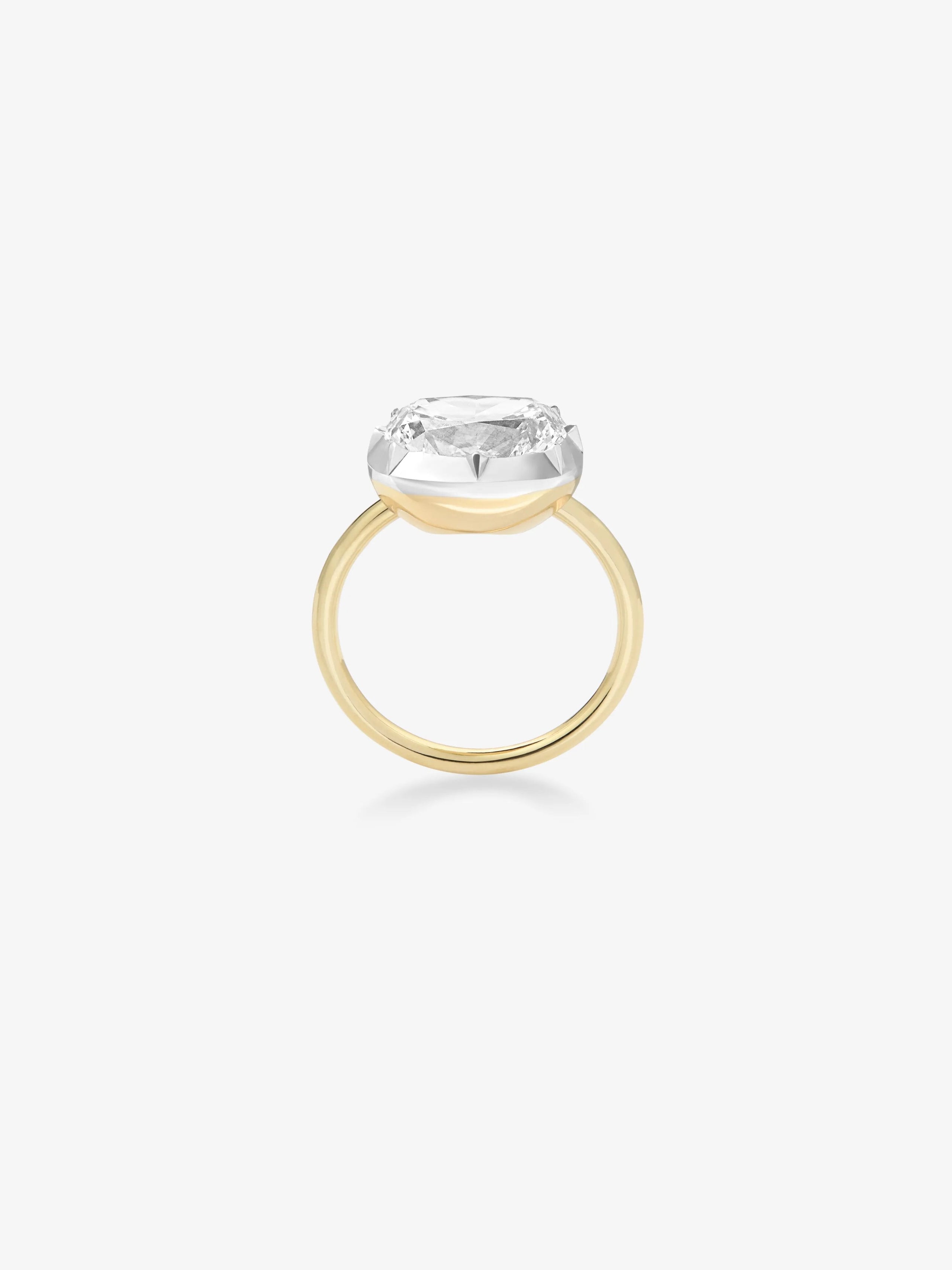 5.02ct East-West Cushion Diamond Button Back Ring View 4