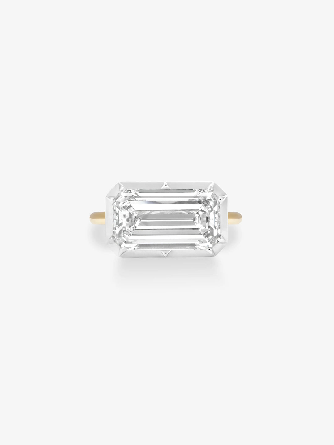 5.27ct East-West Emerald-Cut Diamond Button Back Ring  View 1