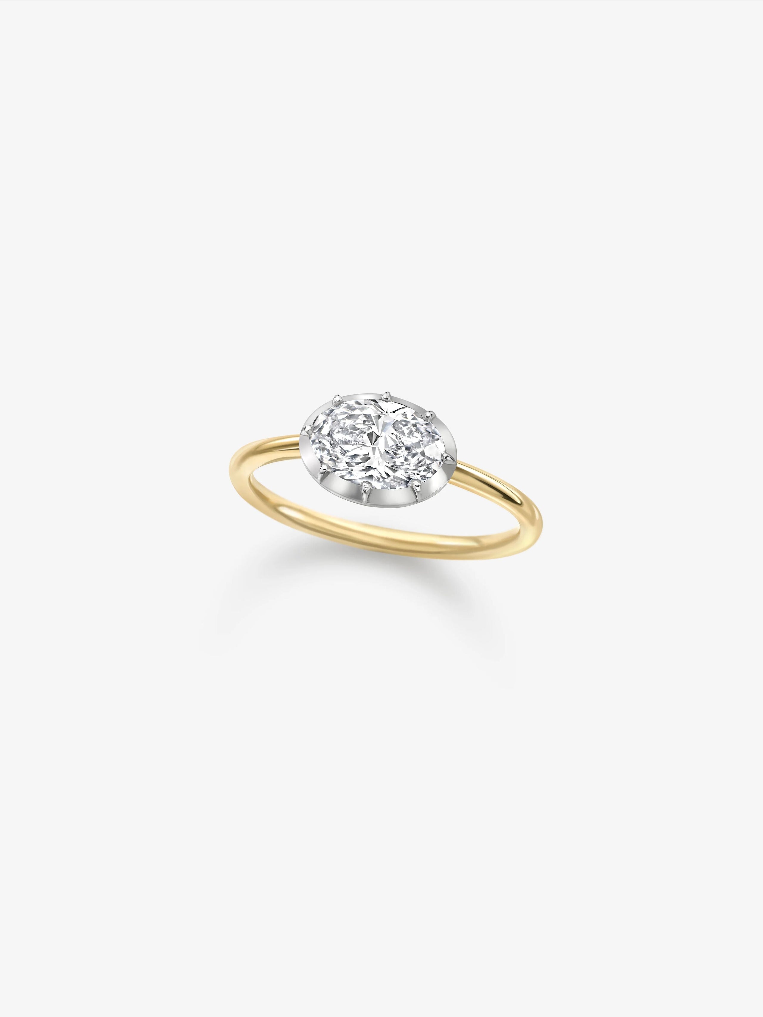 1.20ct East-West Oval Diamond & White Gold Button Back Ring View 2