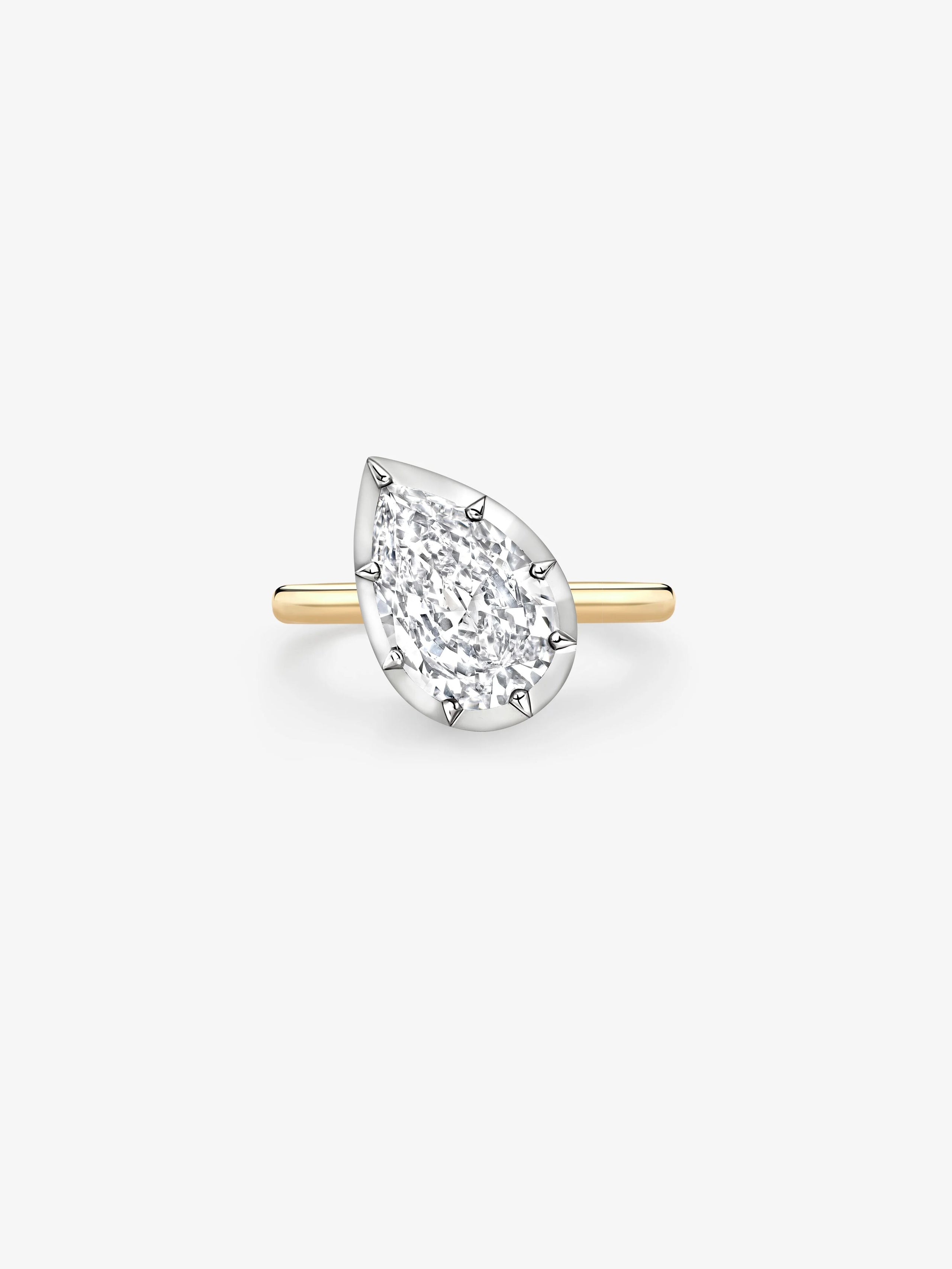 2.72ct Tilted Pear Diamond Button Back Ring View 1