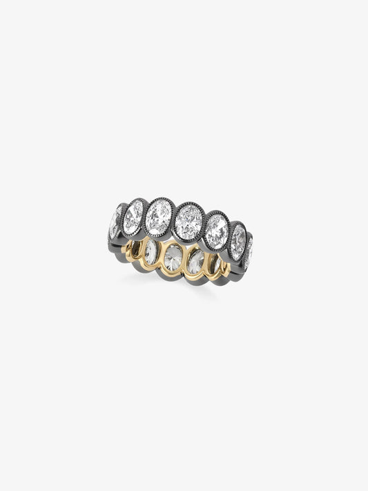 Oval Diamond Millegrain Eternity Band View 2