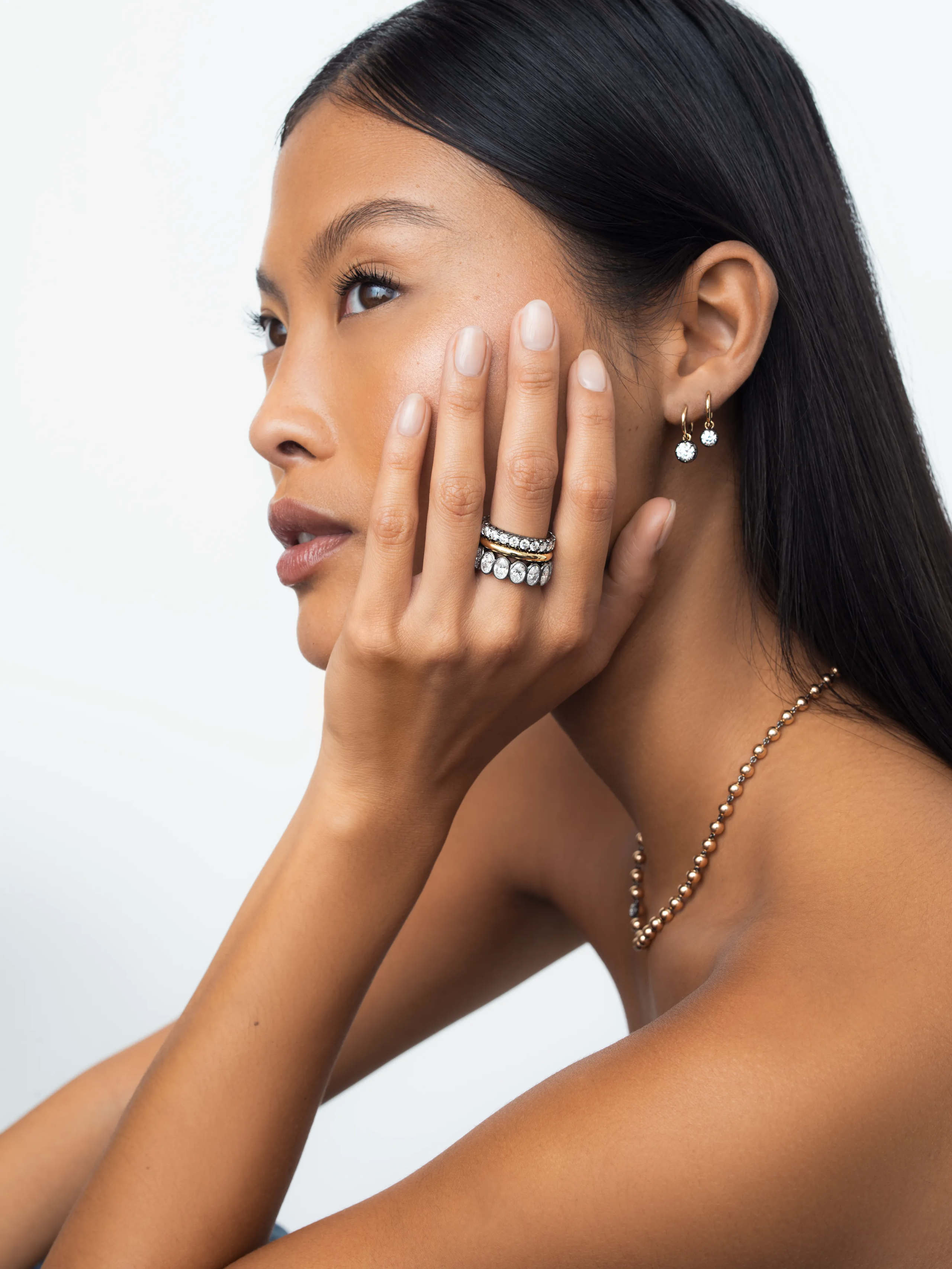 Oval Diamond Millegrain Eternity Band View 3