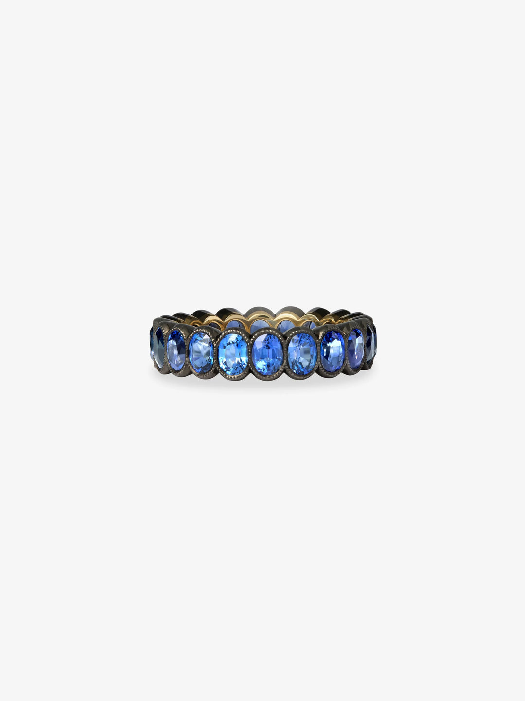 Oval Sapphire Millegrain Eternity Band  View 1