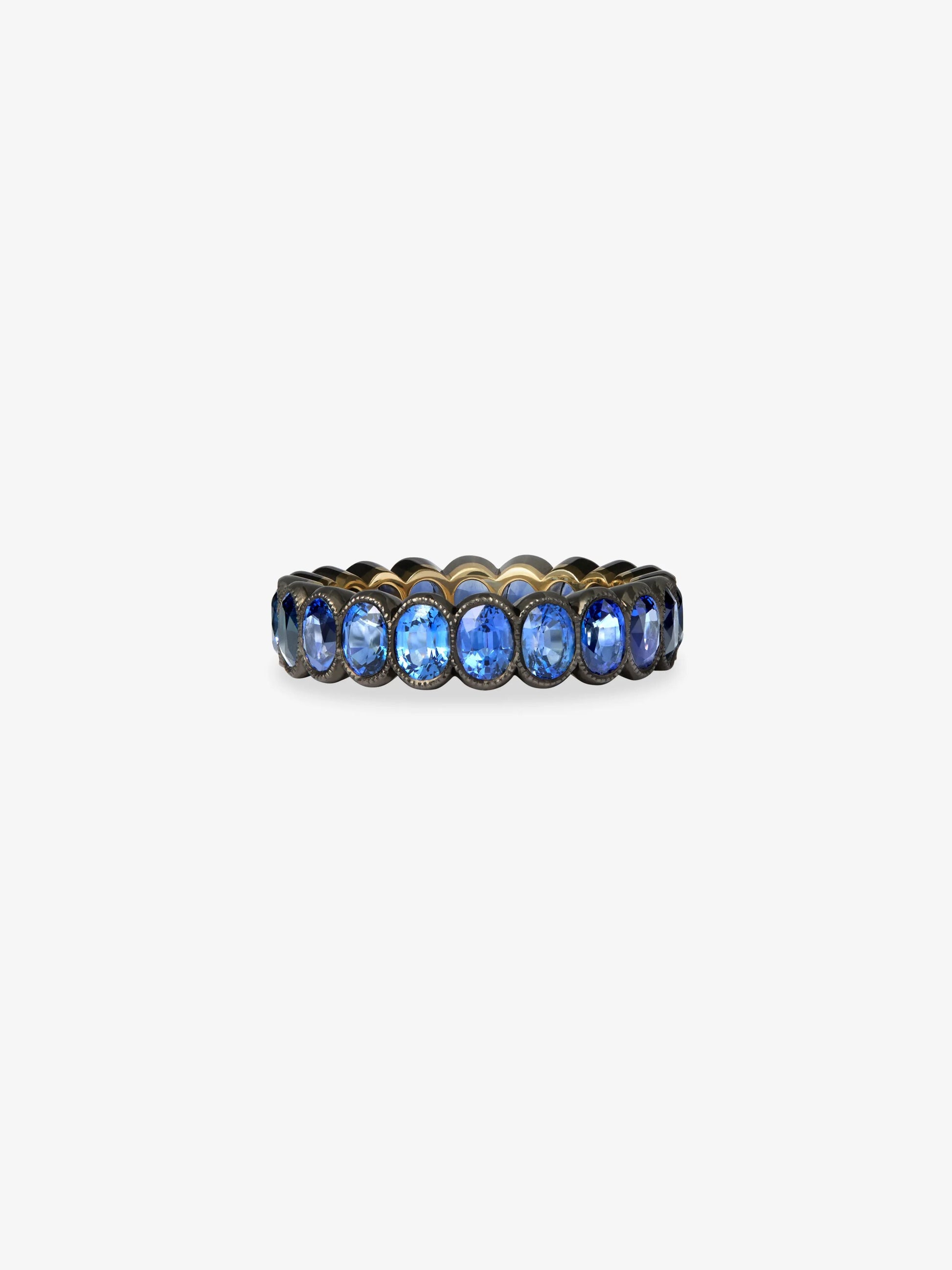 Oval Sapphire Millegrain Eternity Band View 1