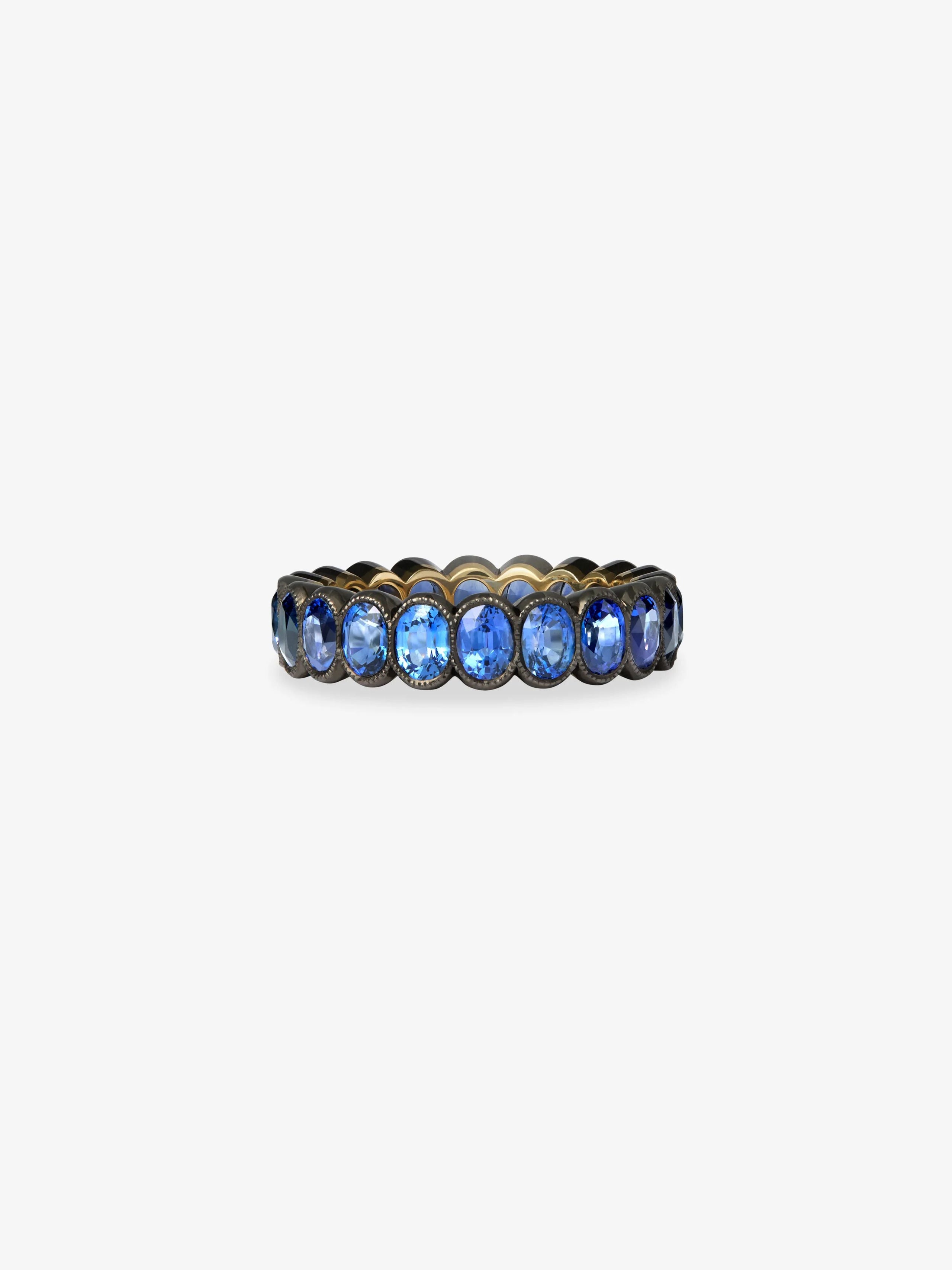 Oval Sapphire Millegrain Eternity Band View 1