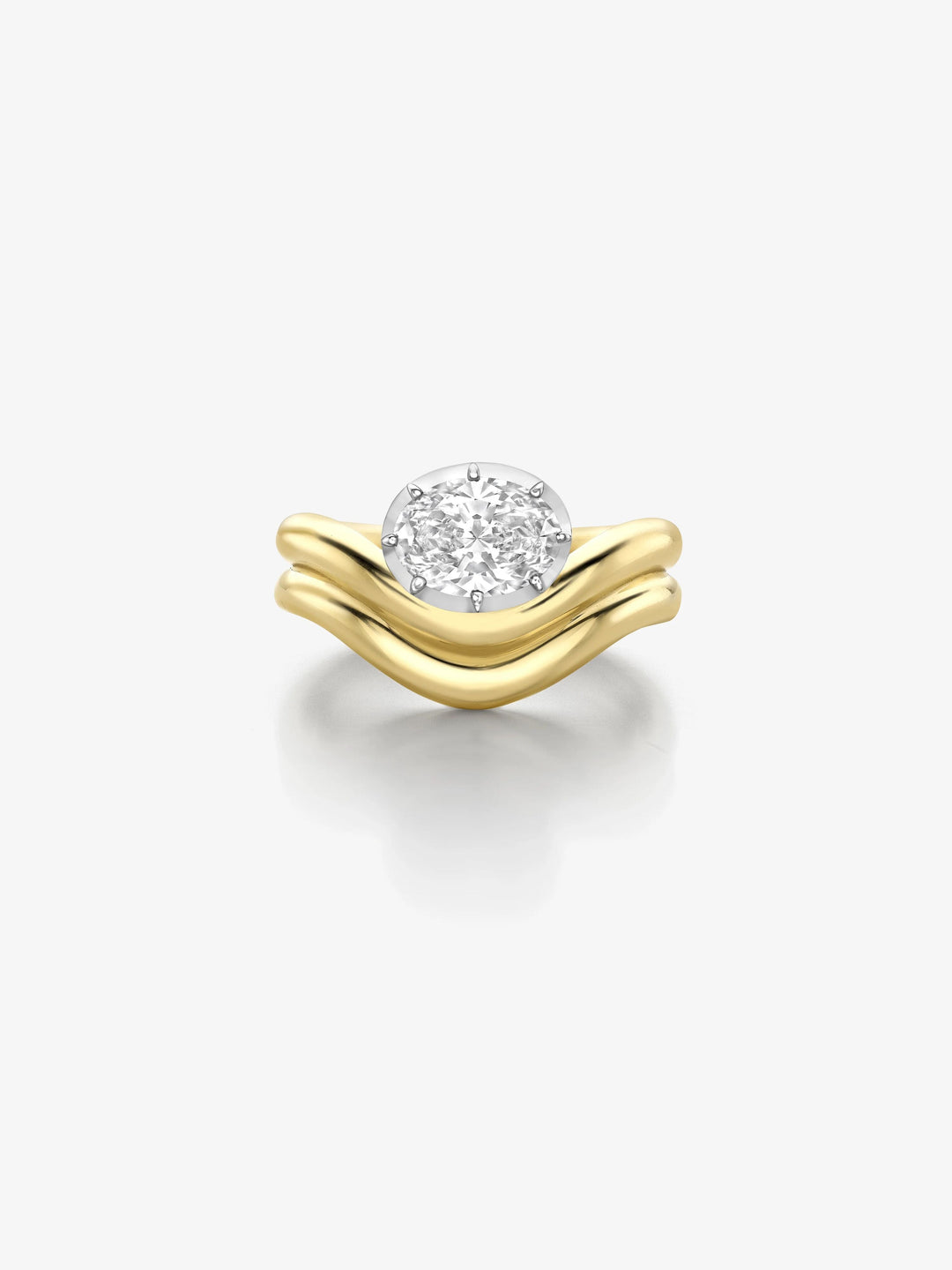 Oval Wave Diamond Ring  View 1