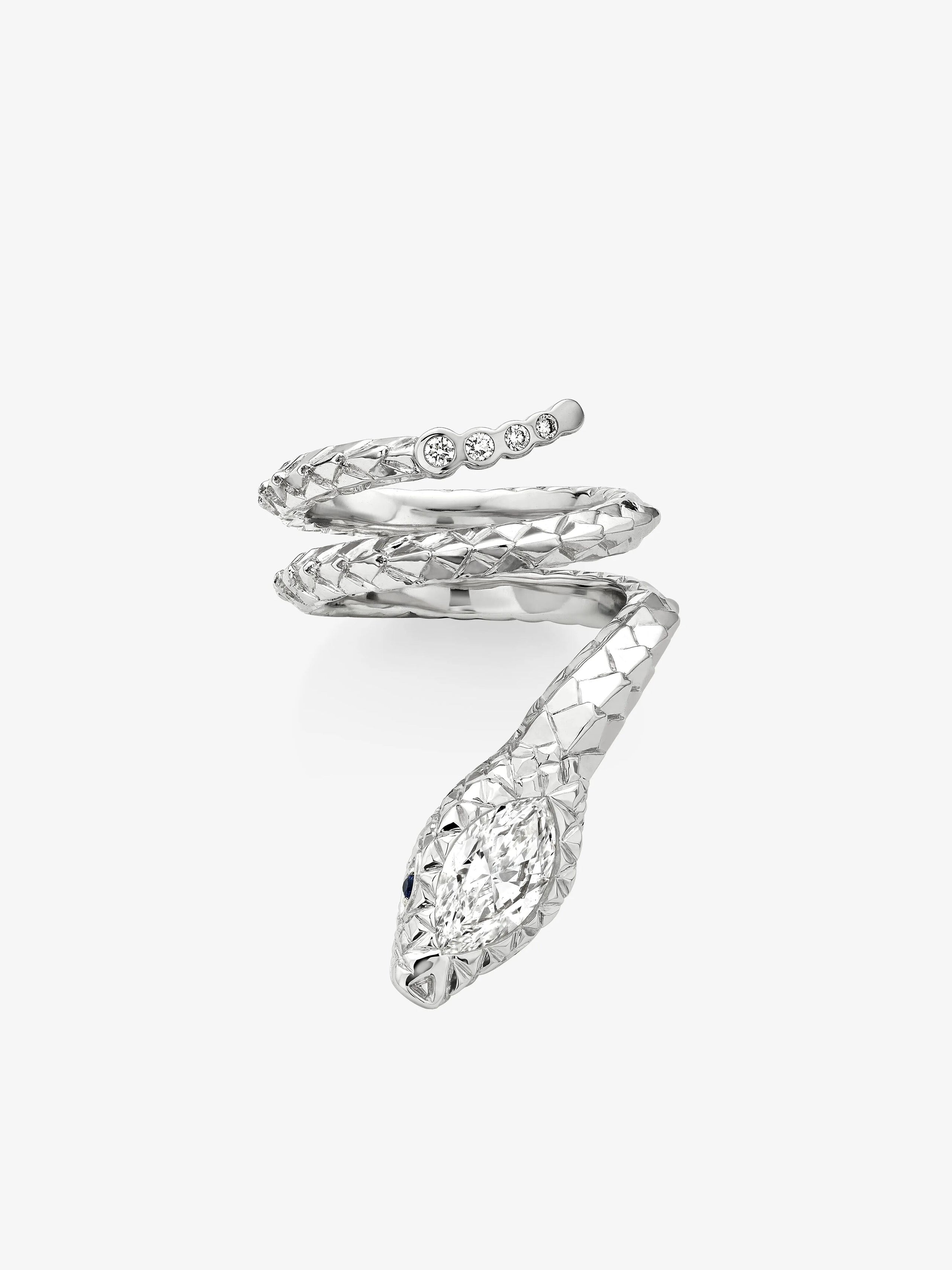 0.90ct Diamond White Gold Snake Ring View 1