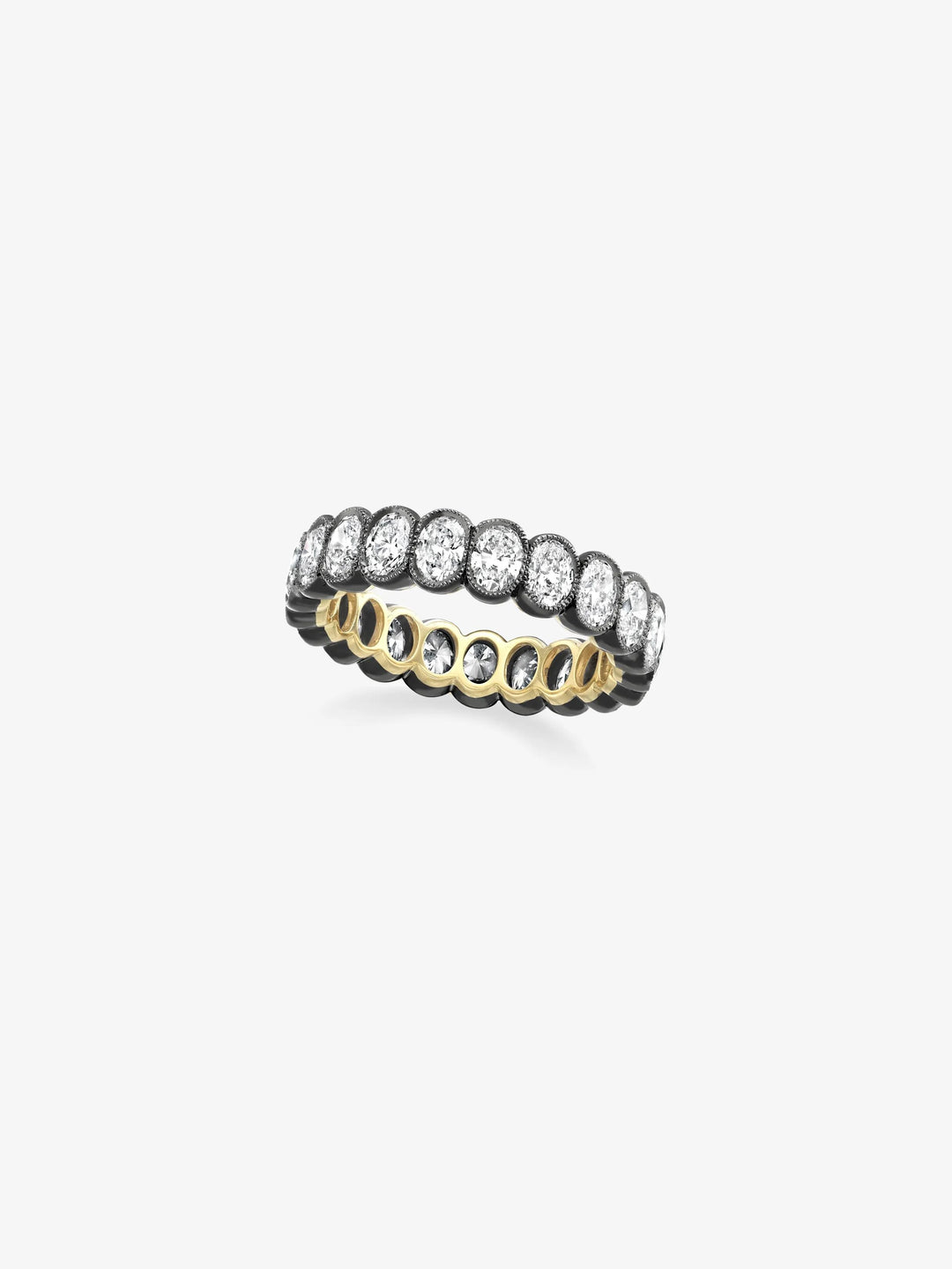 Small Oval Diamond Millegrain Eternity Band  View 1